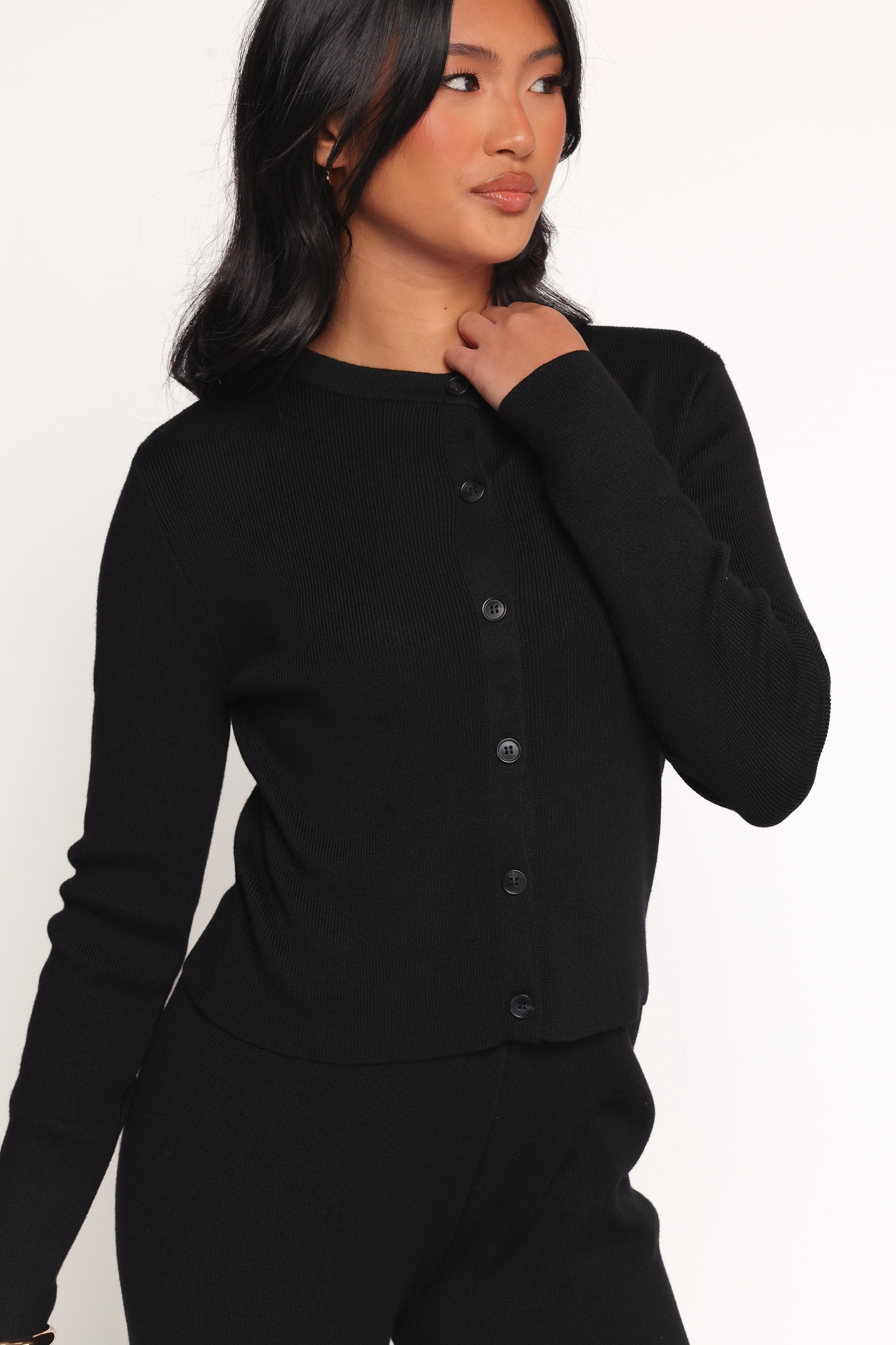 Seamless Stitch Construction Elliot Knitted Pant Set - Black