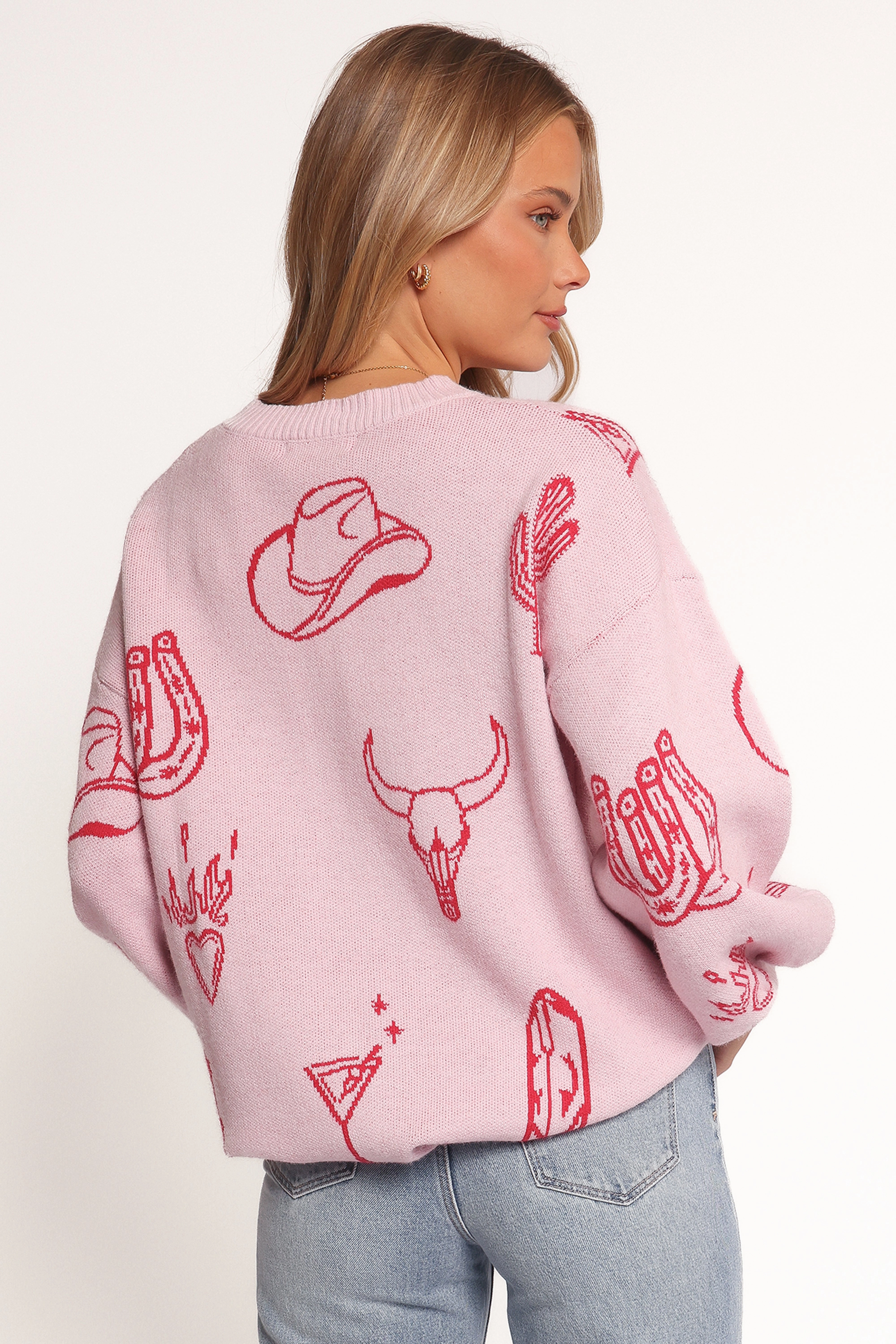 SoftTouch Finish Subtle Fit Jax Western Knit Sweater - Pink