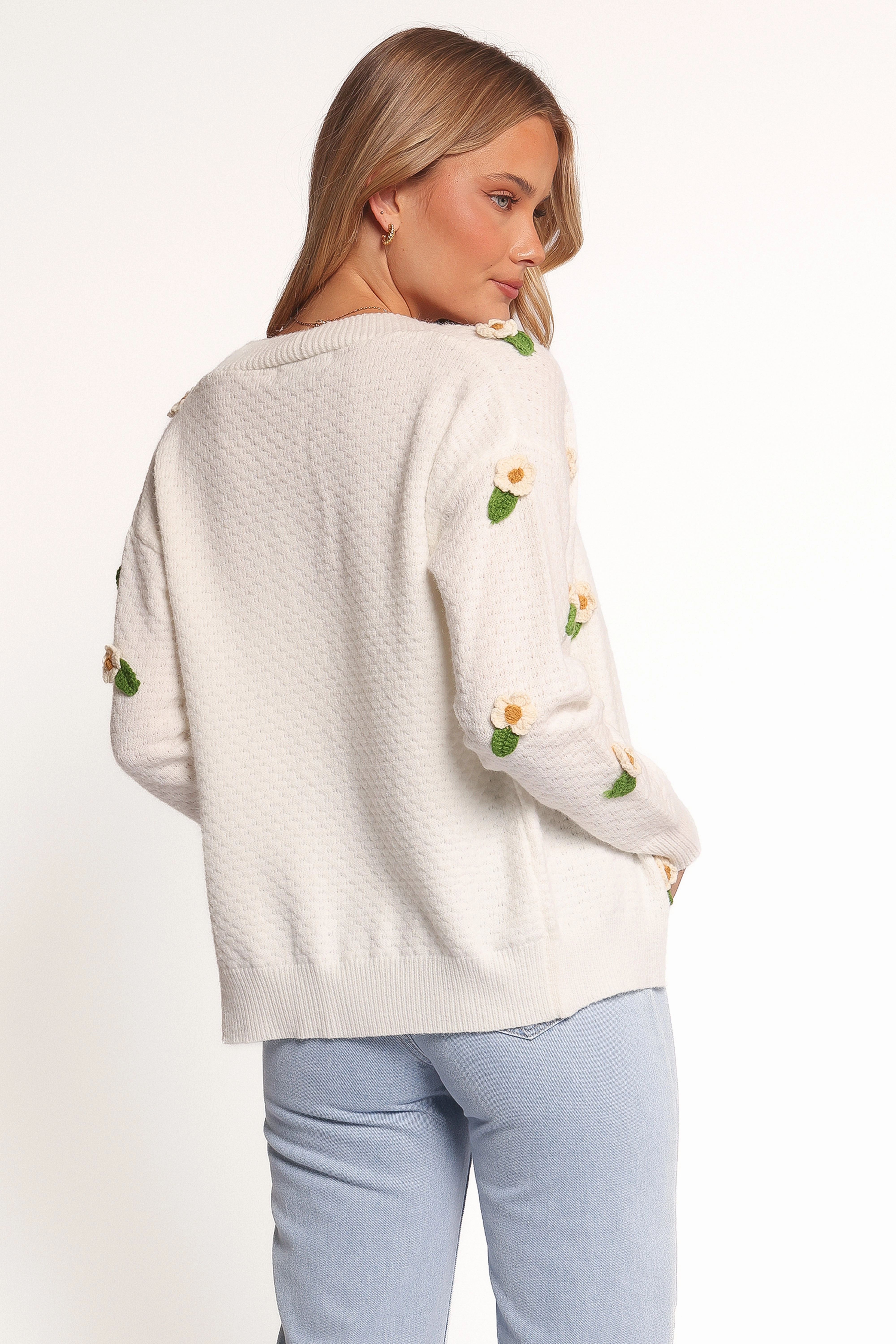 Jazzie Ditsy Flower Cardigan - White Tagless Label System