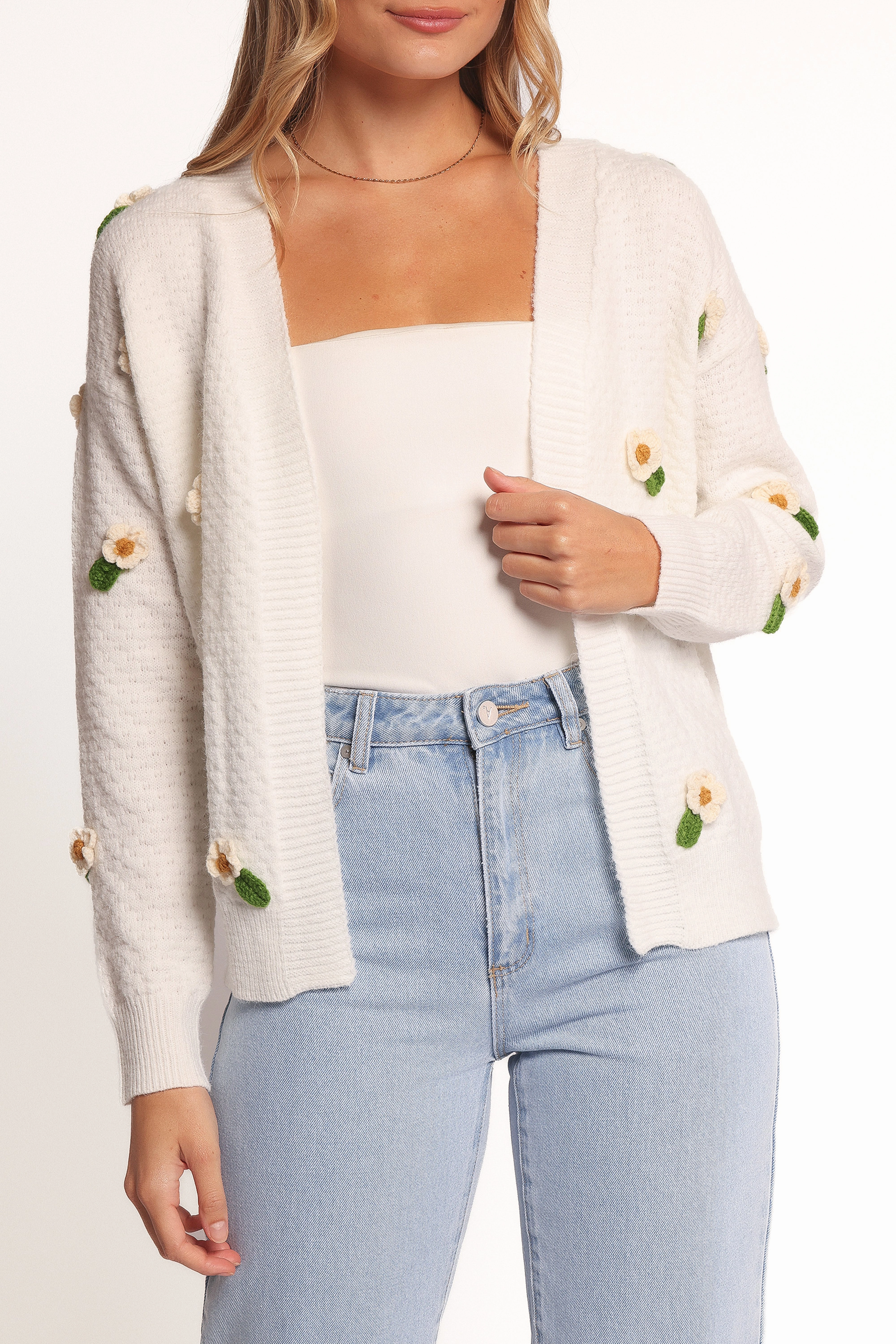 Urban Classic Jazzie Ditsy Flower Cardigan - White