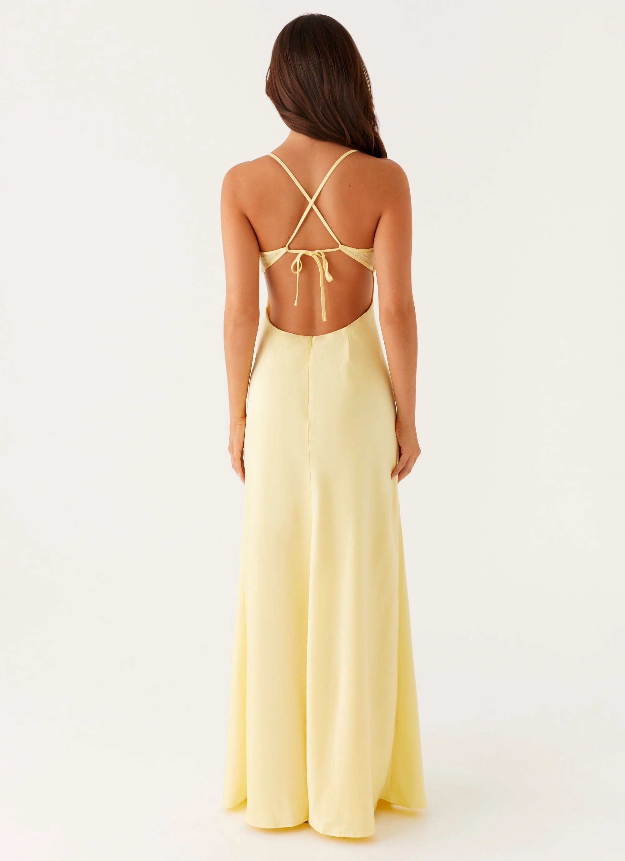 Joanie Maxi Dress - Yellow Shiny Zip Smart Waistband Fit