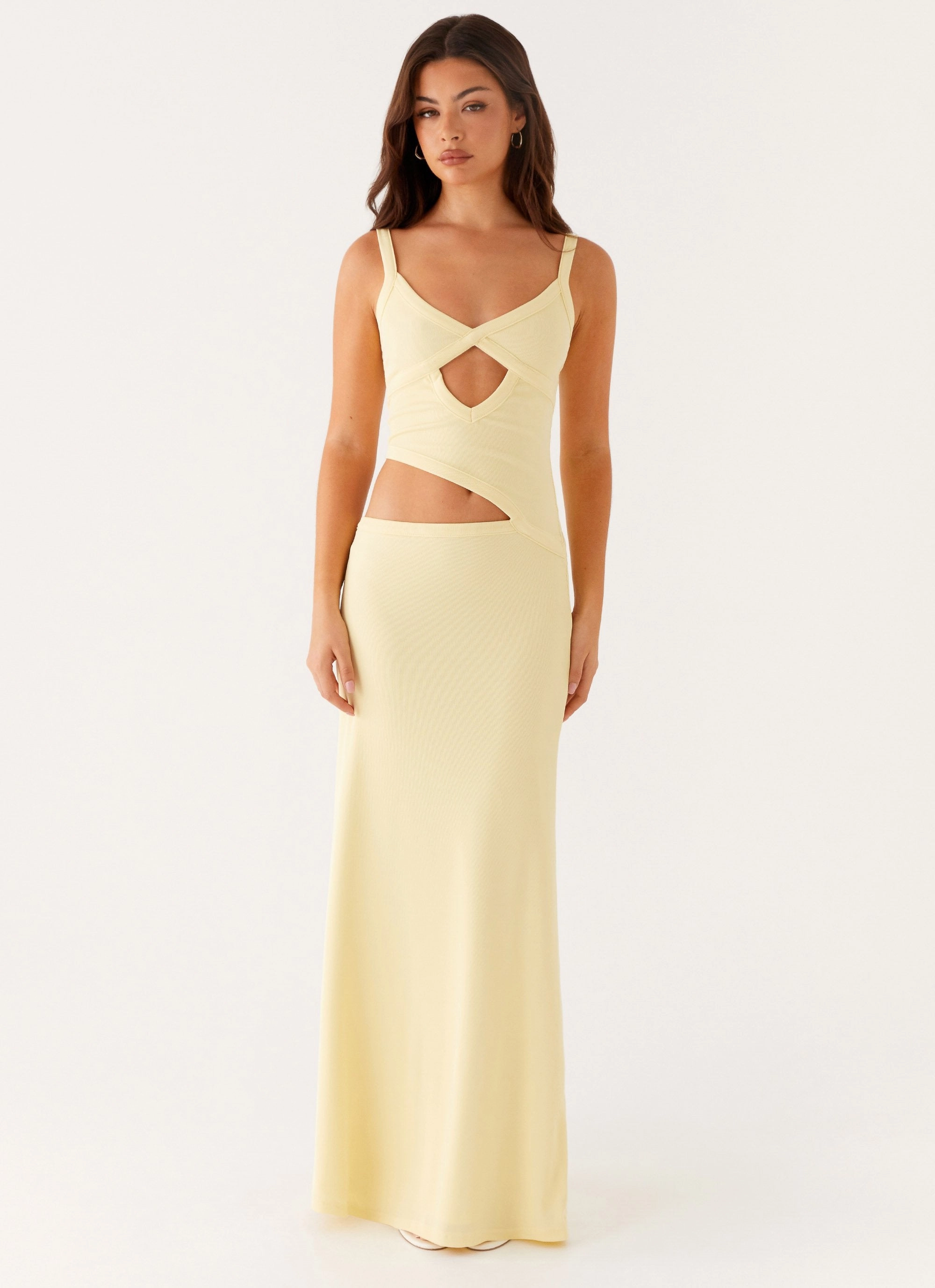 Jocelyn Maxi Dress - Yellow Cool Draping Sleek Drape