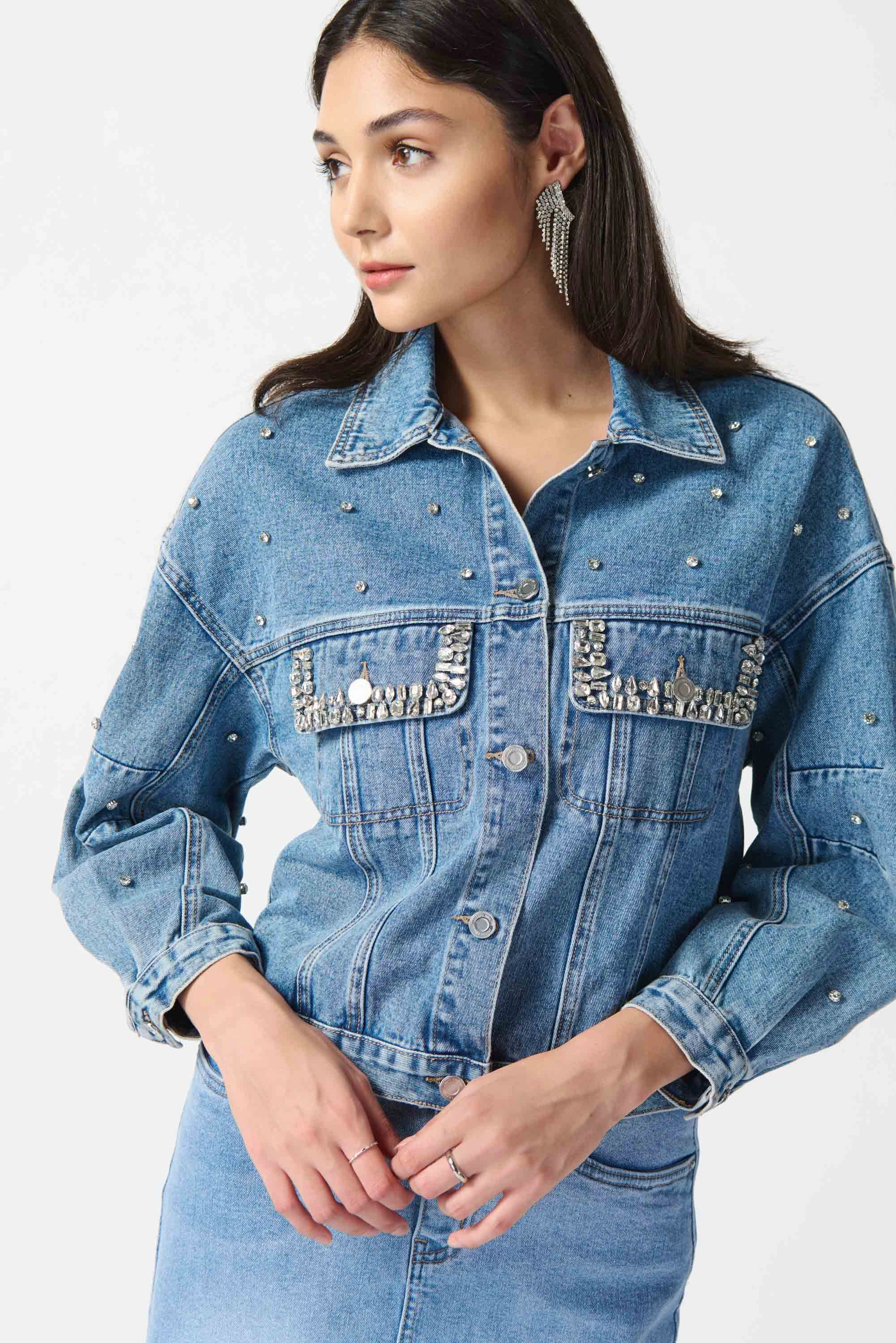 Travel Street Style Joseph Ribkoff - 242917 Embellished Denim Jacket