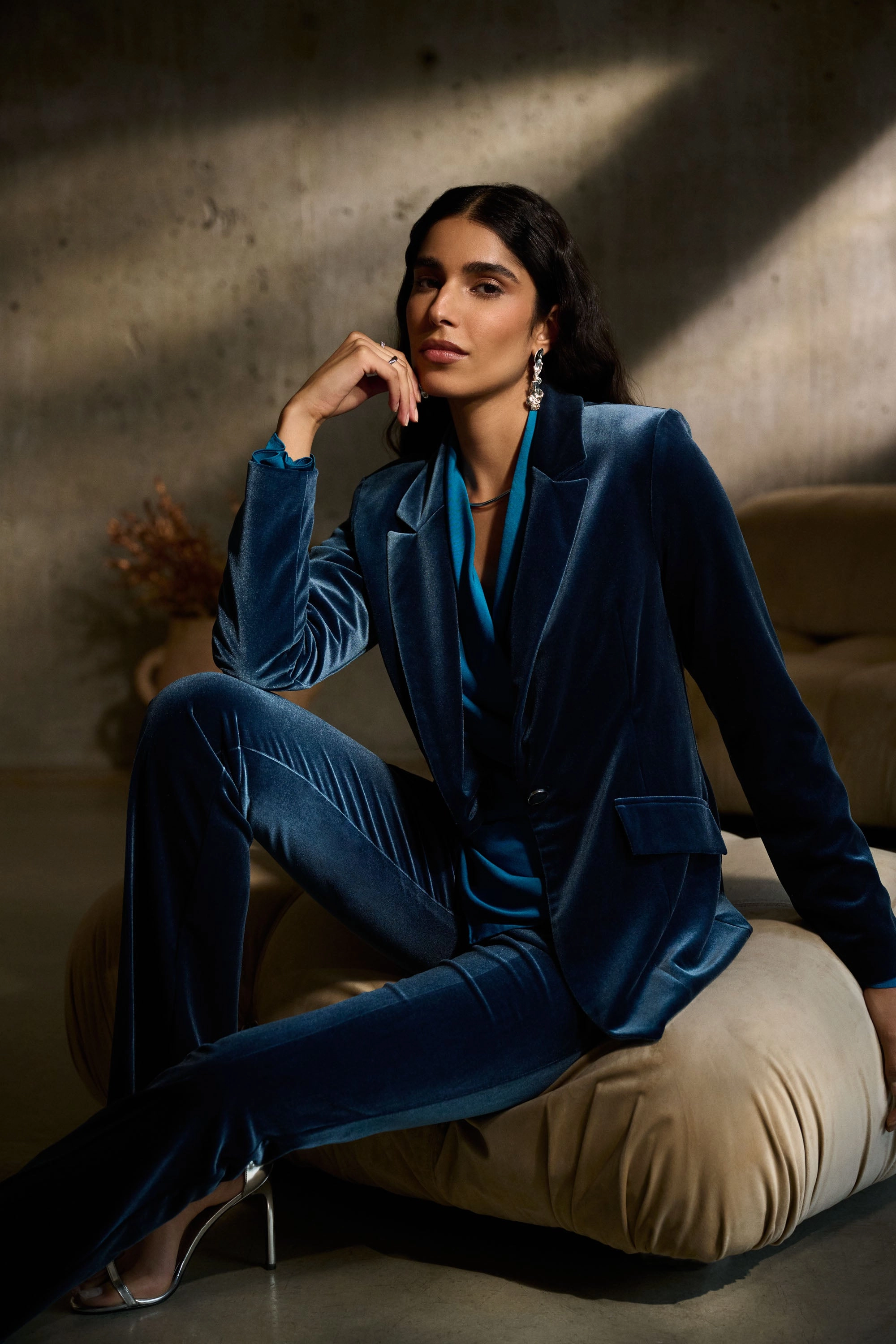 Cold Day Look Flexible Armholes Joseph Ribkoff - 243286 Velvet Blazer