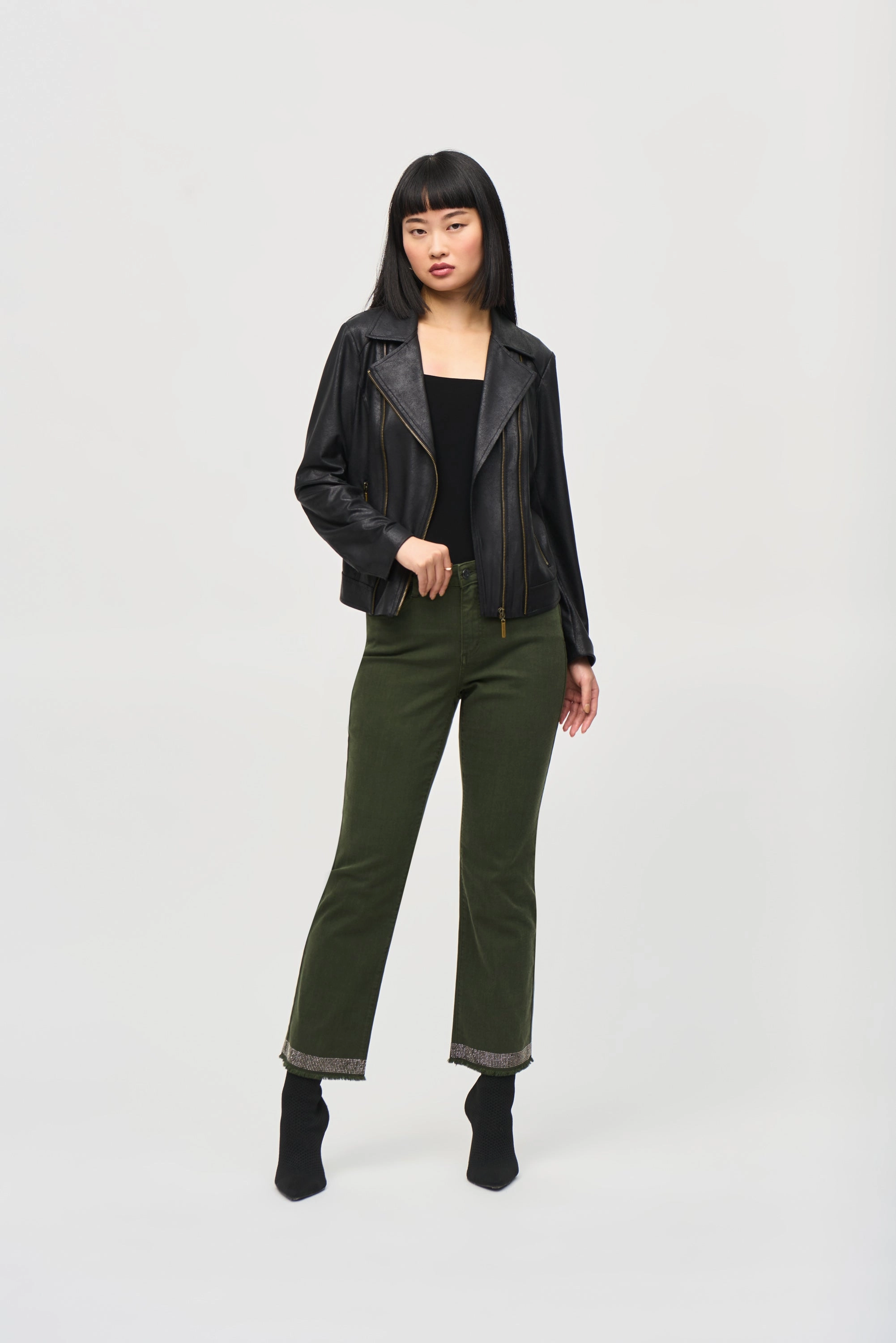 Joseph Ribkoff - 243905 Foiled Moto Jacket Modern Travel Look