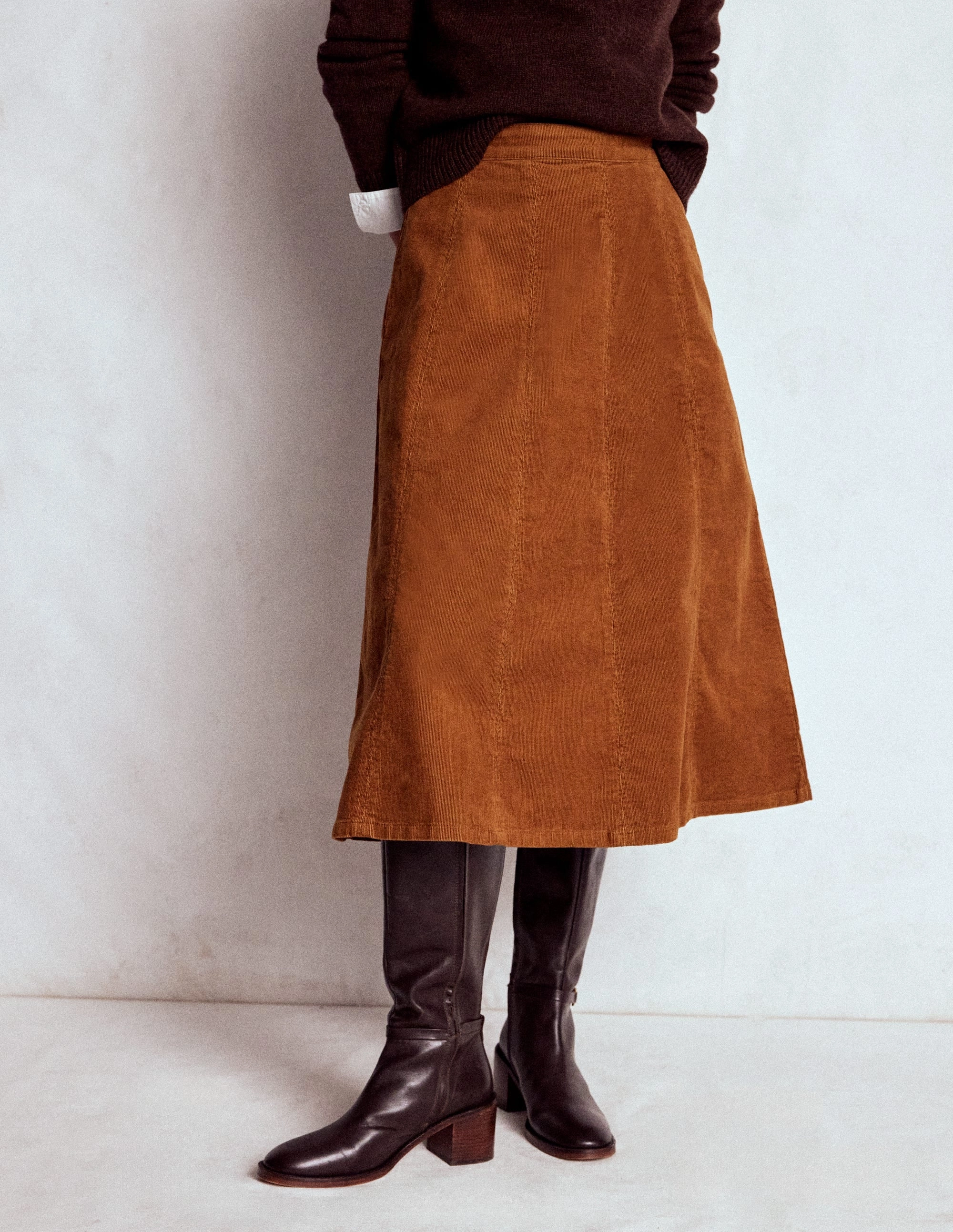 Joy Cord Midi Skirt-Ginger Bestseller Item Water Repellent Finish