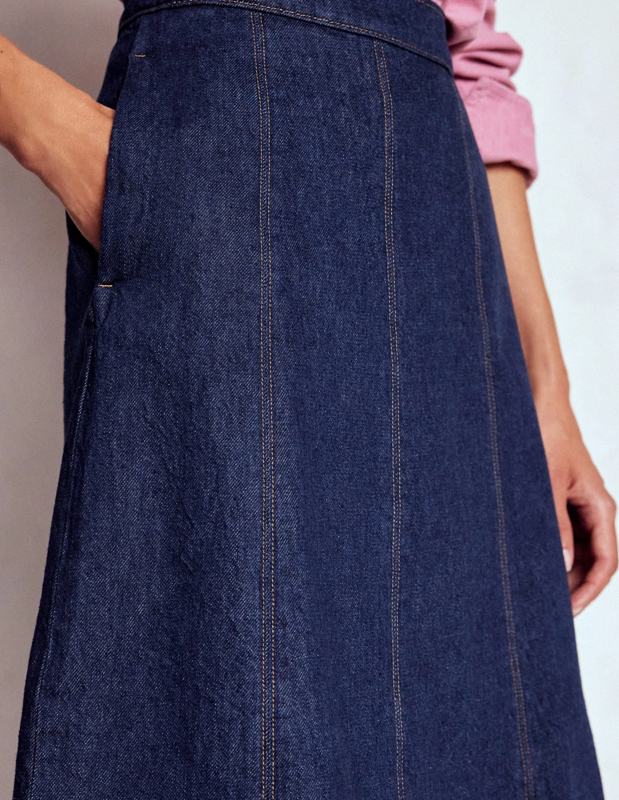Joy Panelled Denim Skirt-indigo Bold Edge