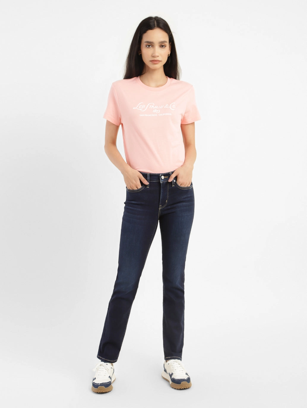 Women's 312 Blue Straight Fit Mid Rise Jeans Spring Attire Wear Anytime