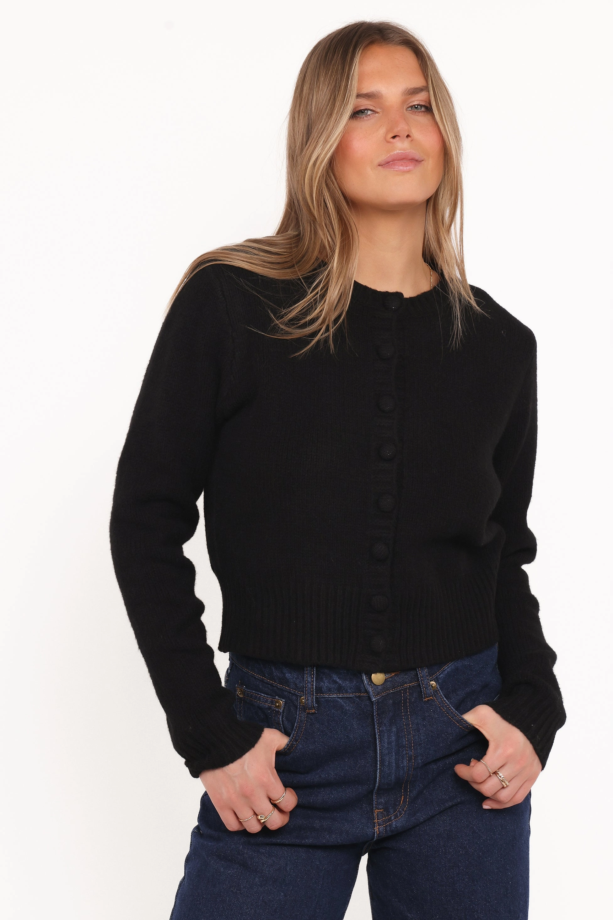 Fresh Outfit Recycled Polyester Kanie Knit Cardigan - Black