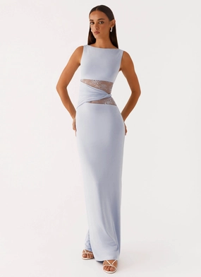Pleat-Front Modern Movement Karma Maxi Dress - Blue