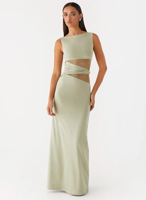 Smart Waist Design Karma Maxi Dress - Sage