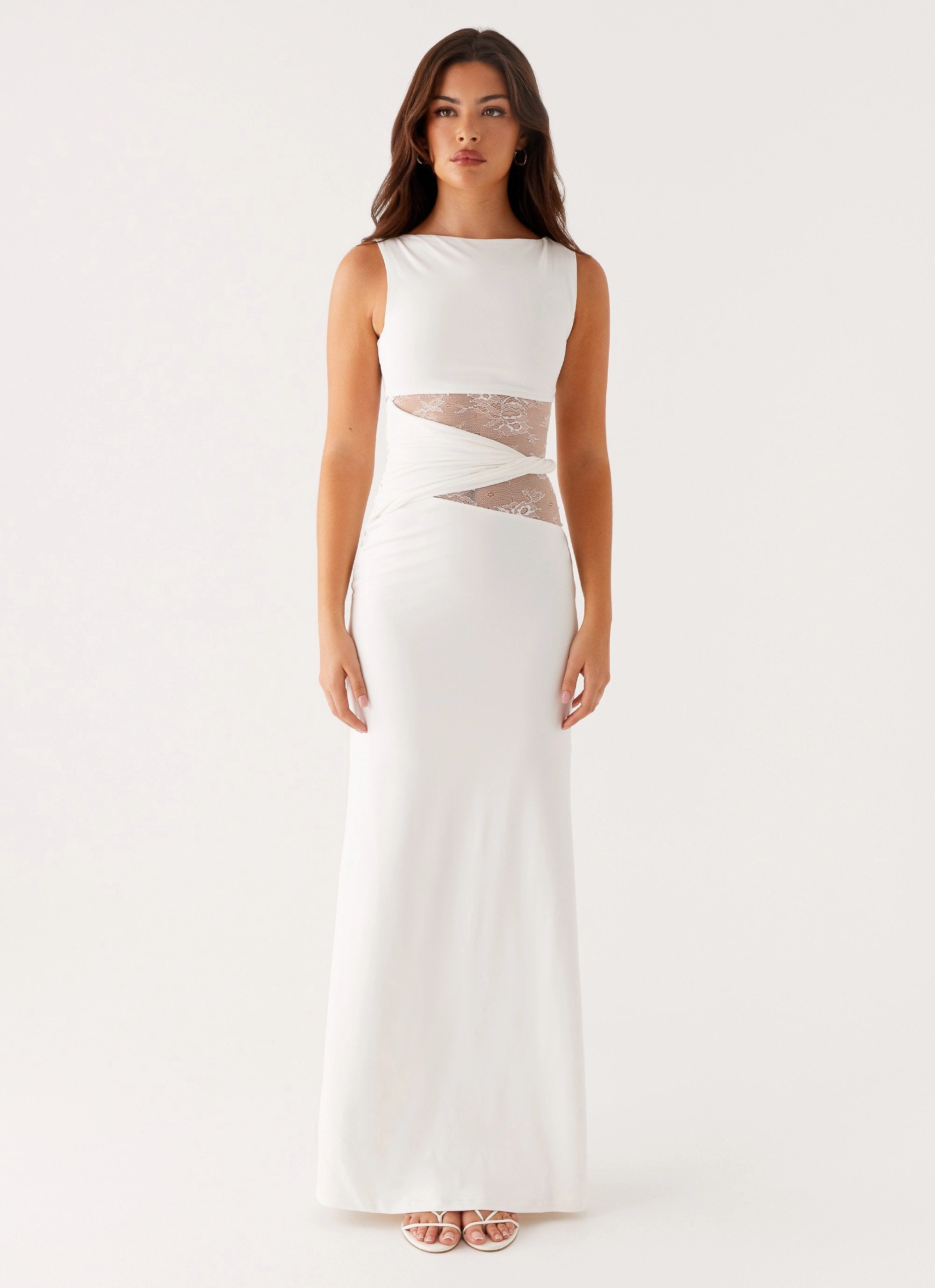 Karma Maxi Dress - White A Line Cut Aura Glow