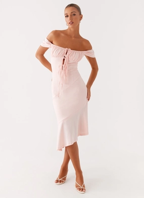 Katherine Midi Dress - Pink loose silhouette Silky Layer