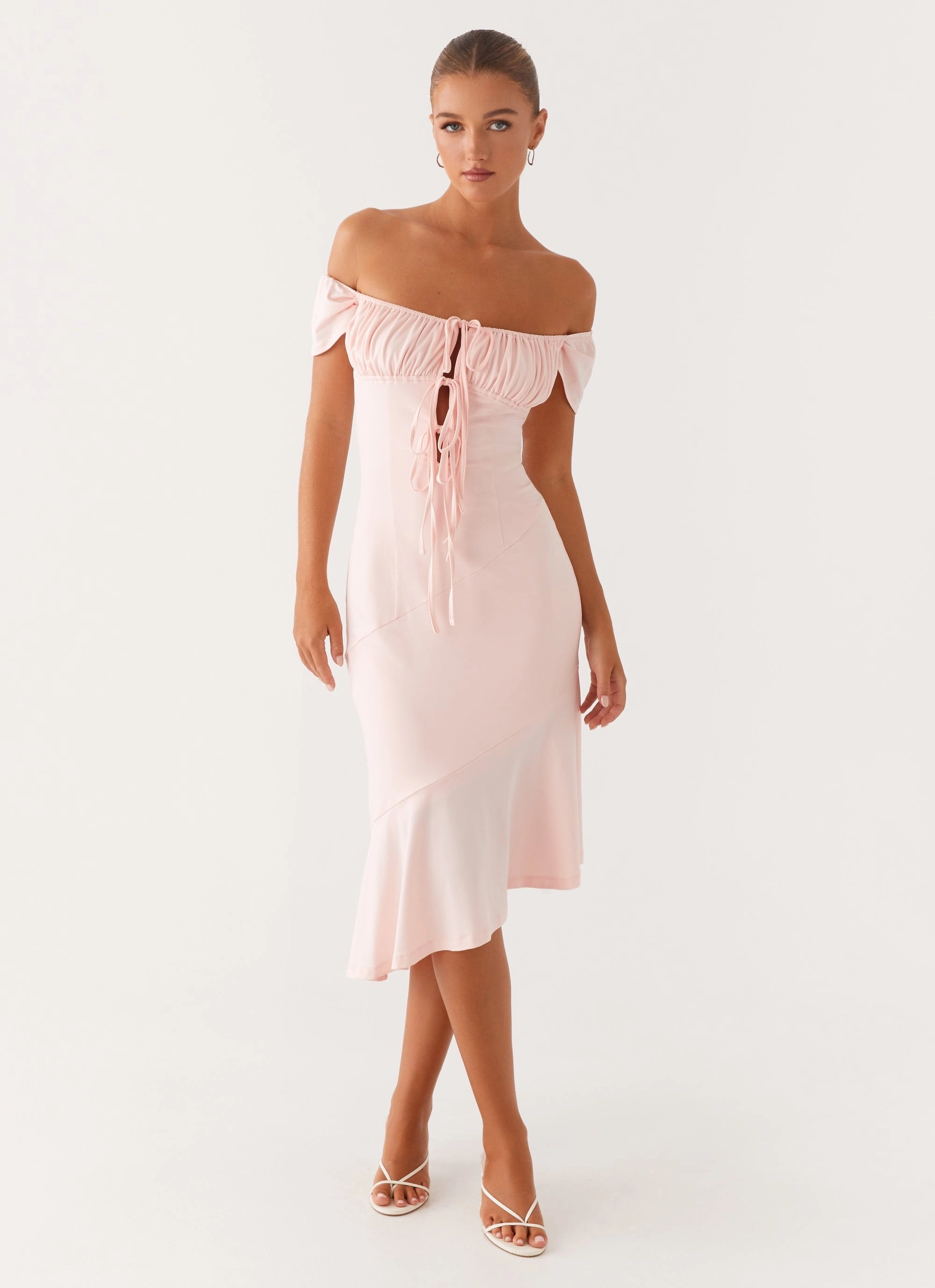 Summer Mood Flattering Waist Design Katherine Midi Dress - Pink