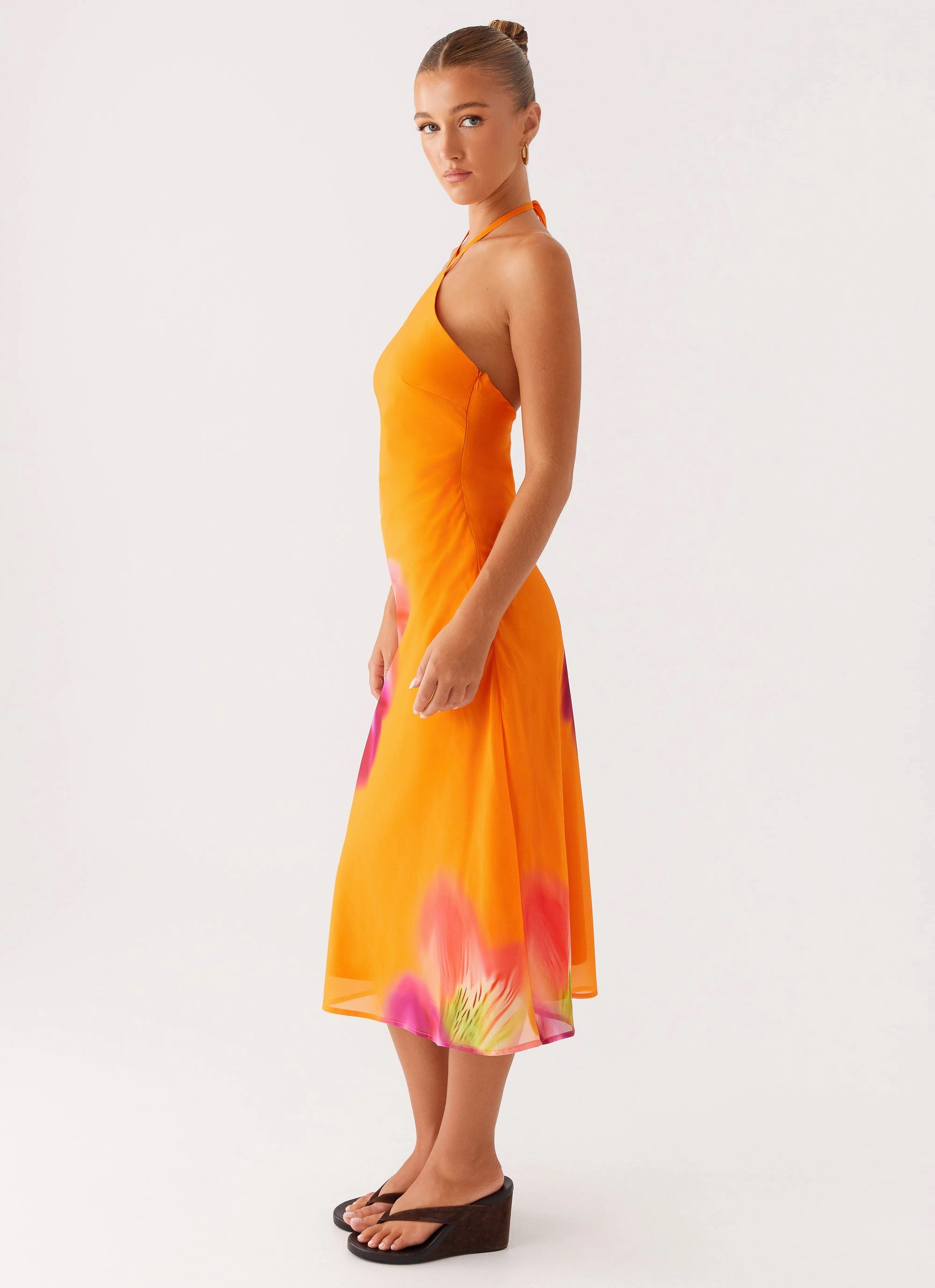 Kea Midi Dress - Orange Tropical Sharp Profile