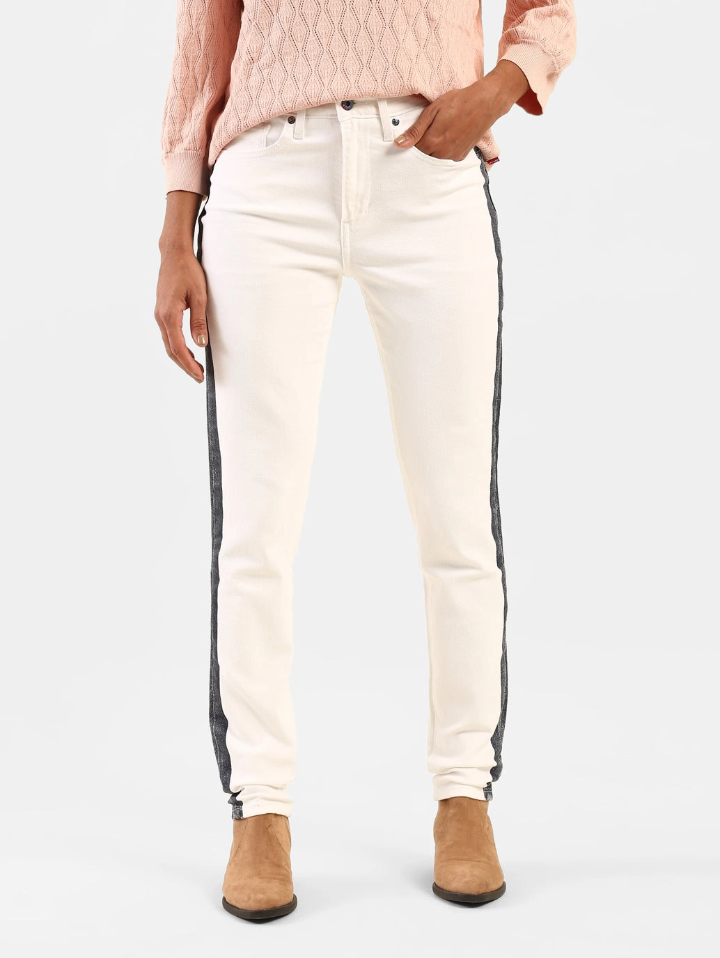 Women's 721 White Skinny Fit High Rise Jeans Sharp Finish Everyday Wear