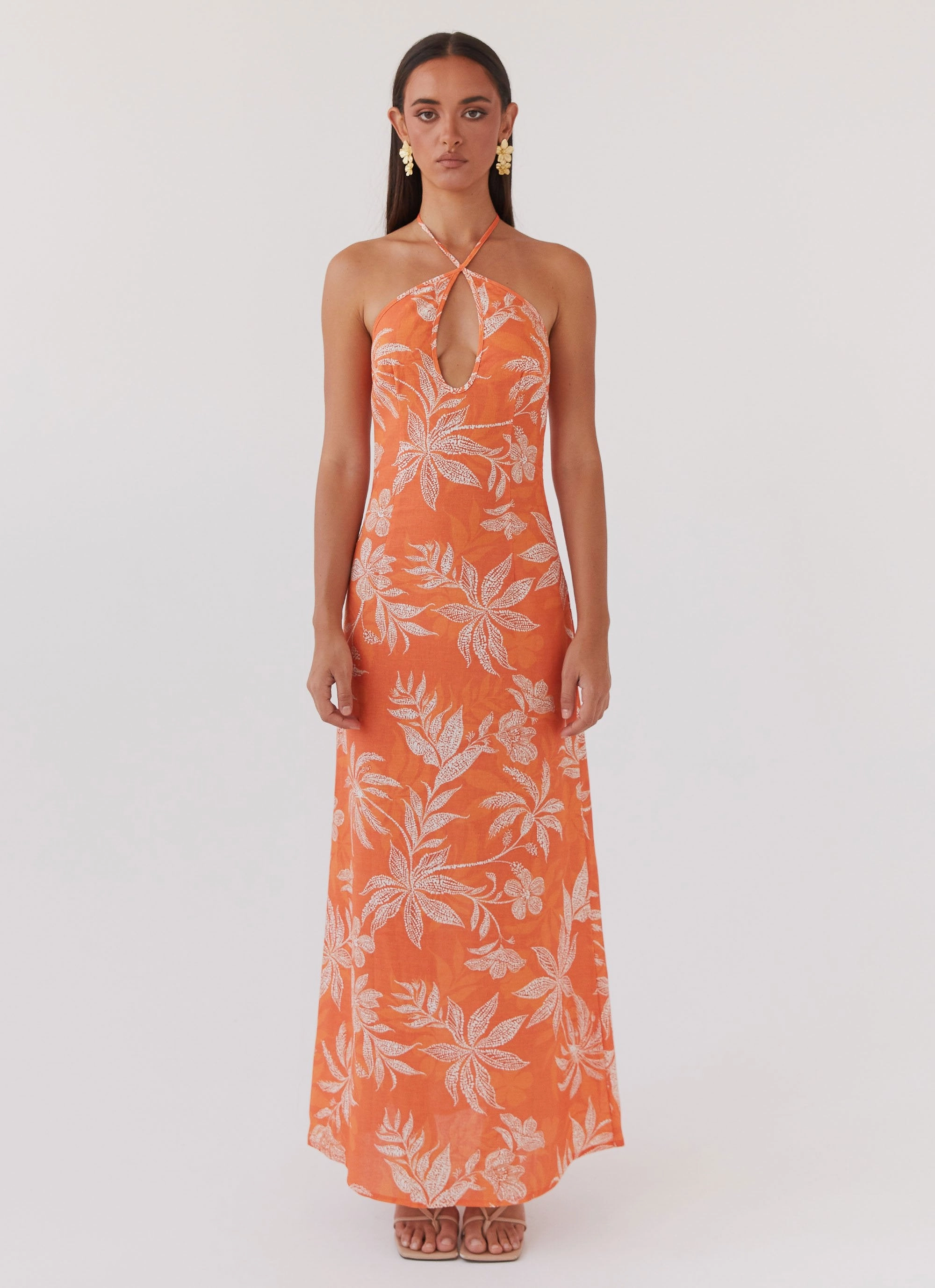 Moment Glow Keliegh Linen Maxi Dress - Tropic Sunset