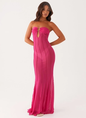 Kennedy Maxi Dress - Fuchsia Bold Statement Feminine Fit