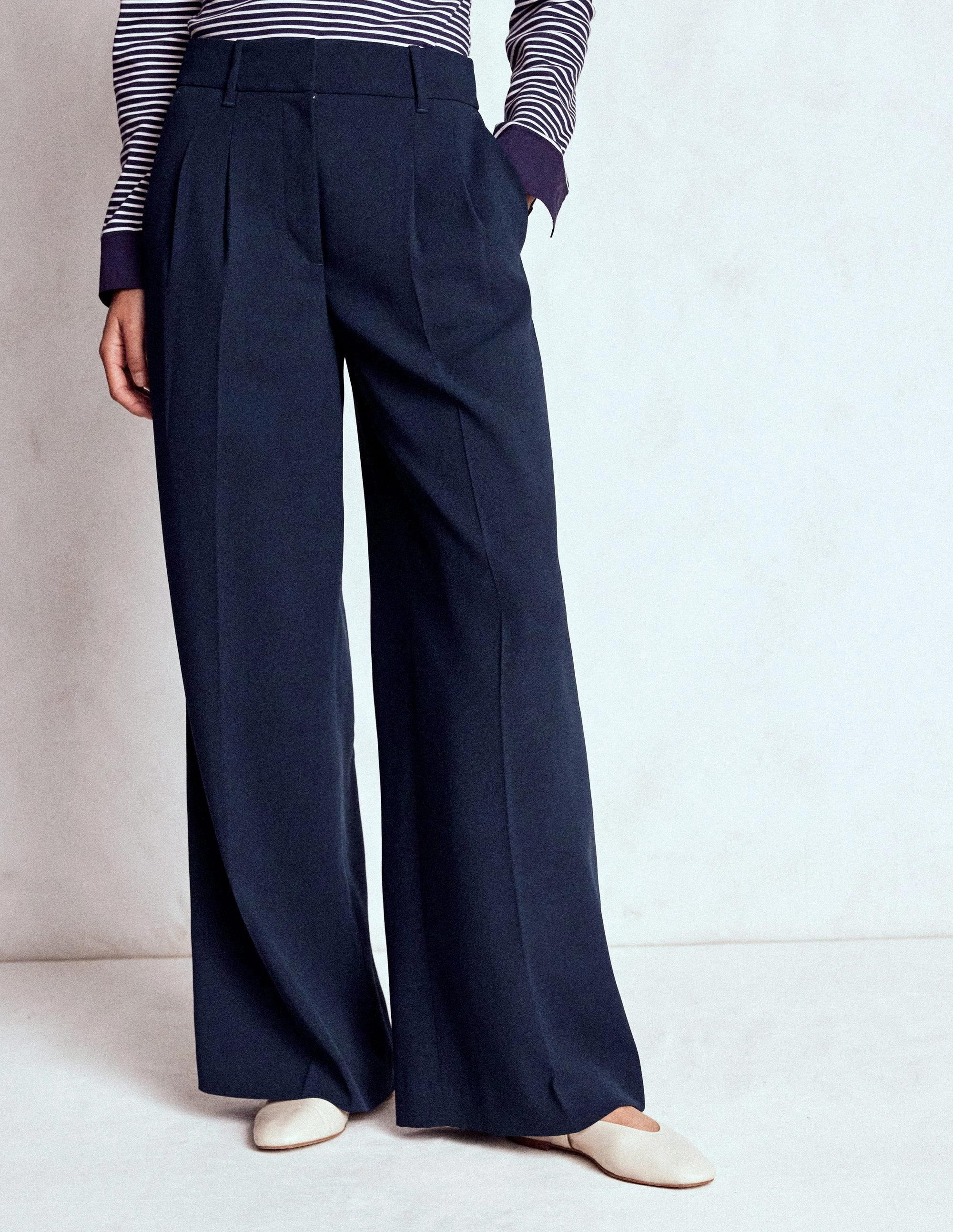 Kensington Tailored Trousers-Navy Supportive Waistband City Ready