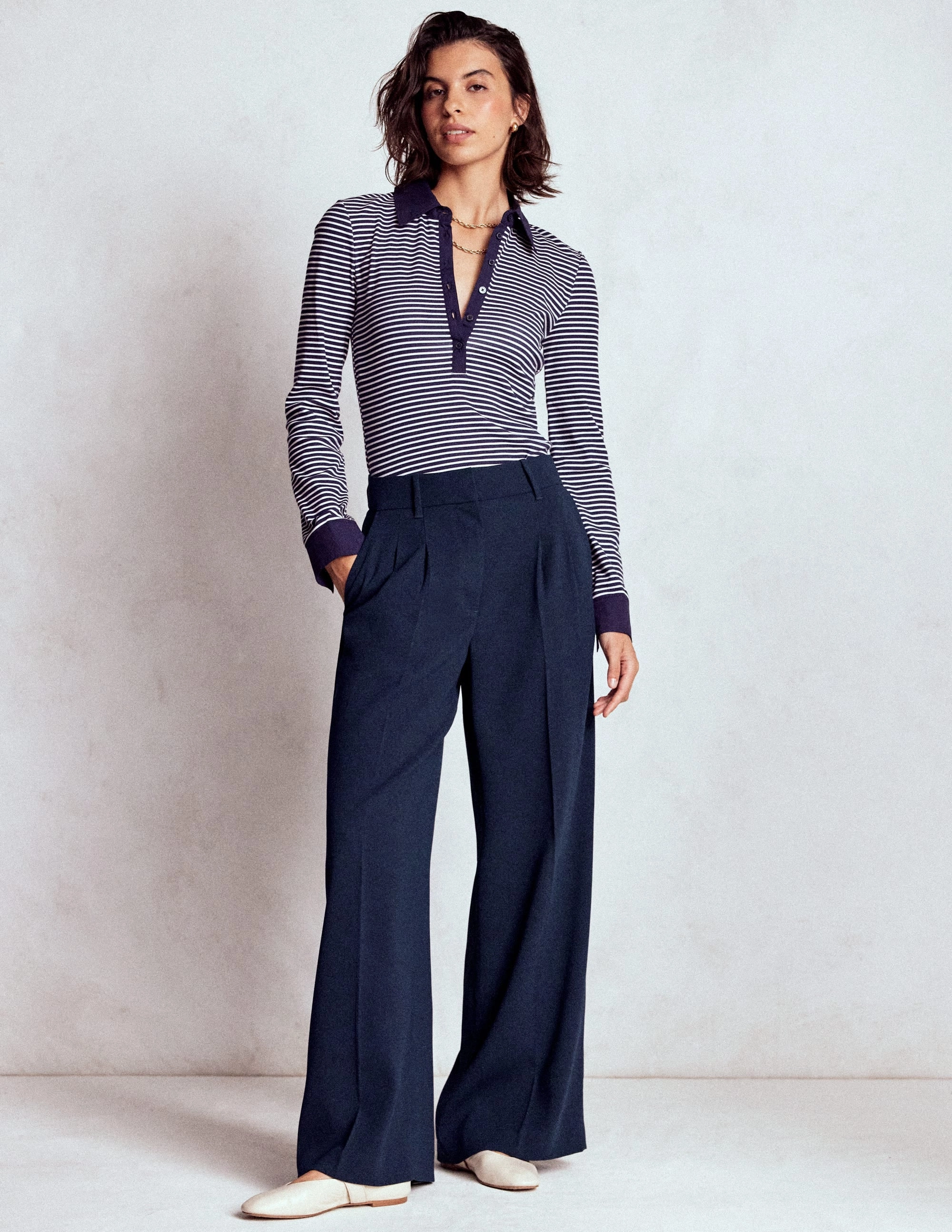 Kensington Tailored Trousers-Navy Adjustable Belt Loops Fit Freedom