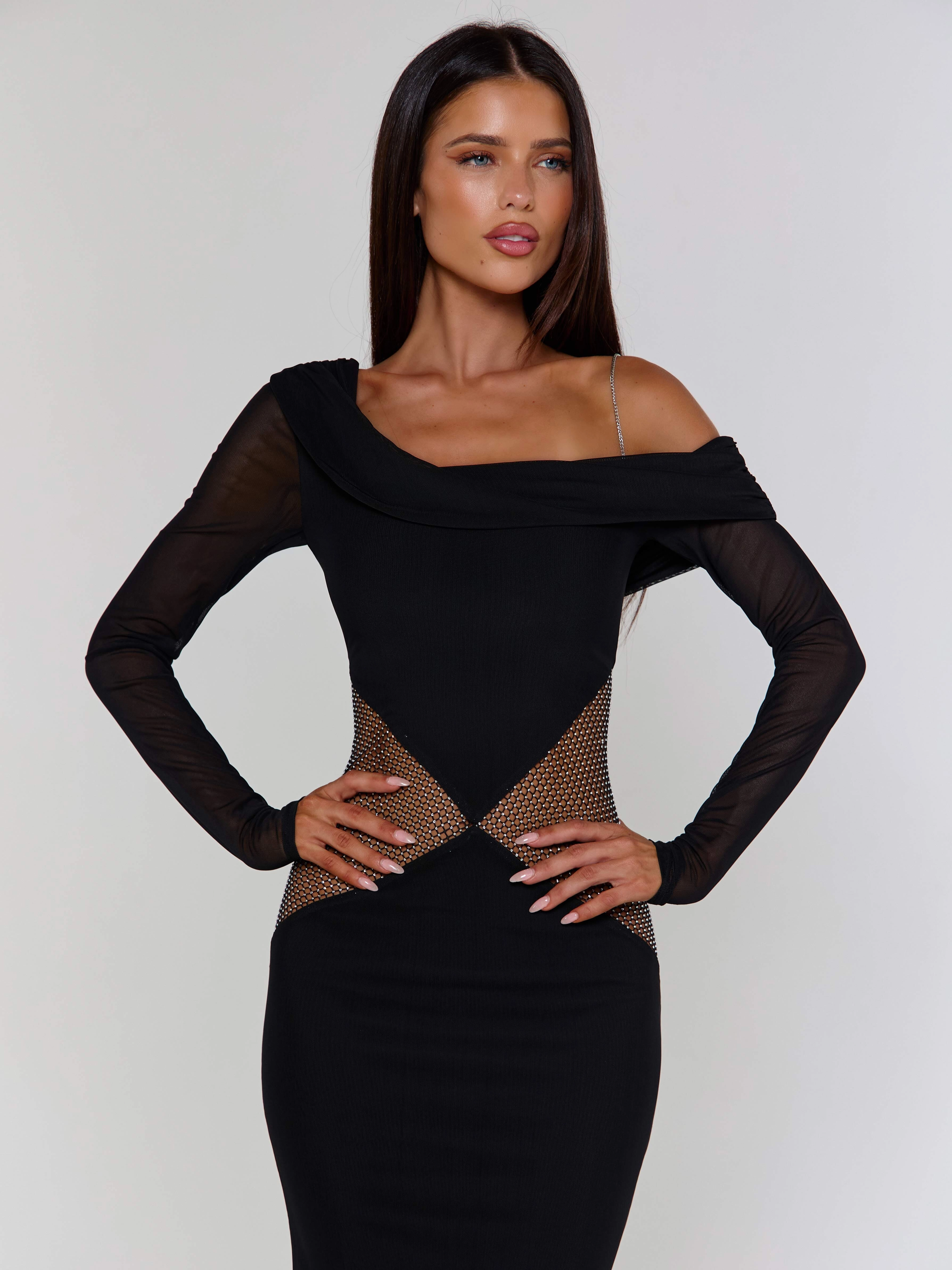 Padded-Bust LUMINA MAXI DRESS BLACK