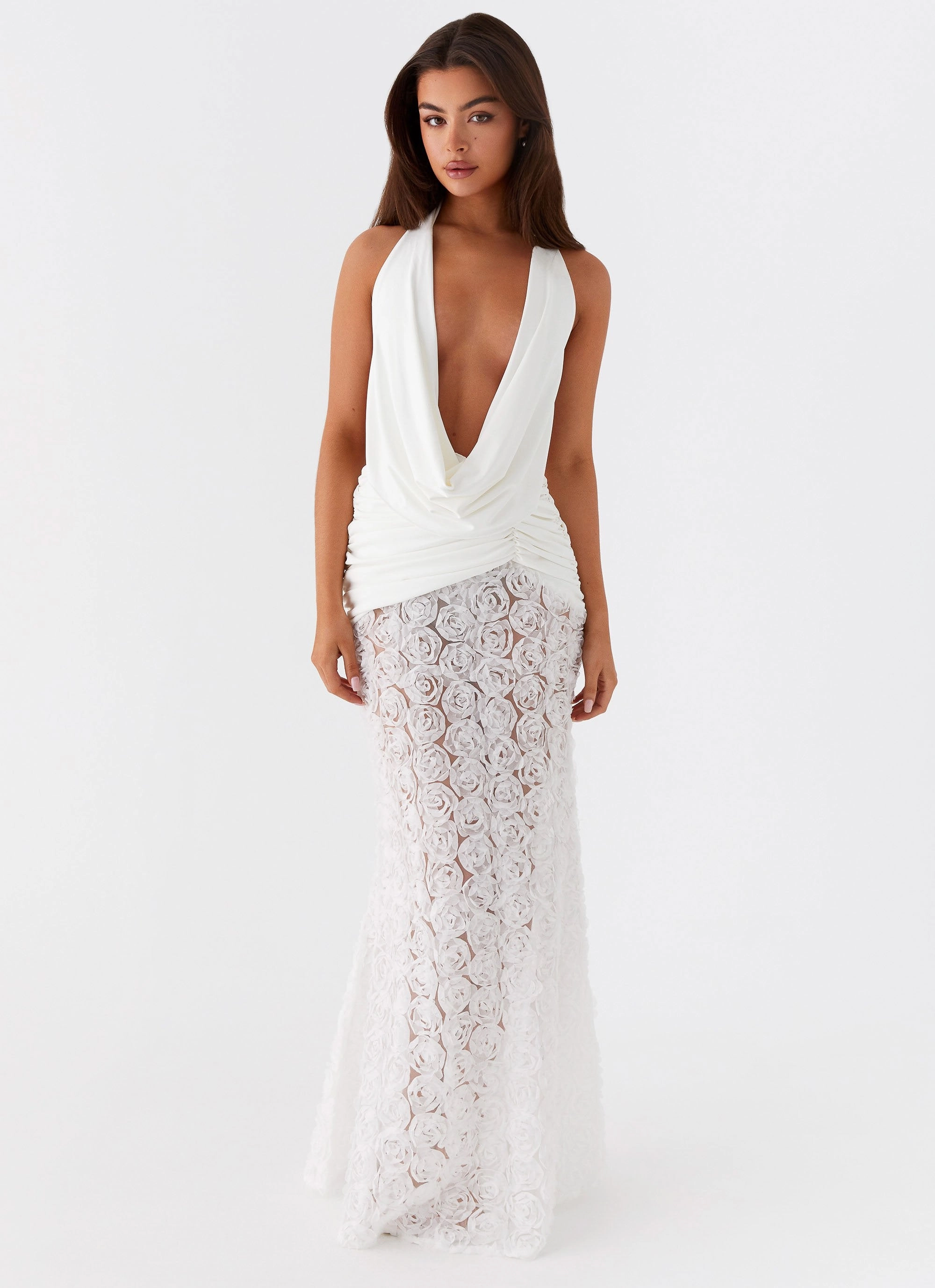 AdjustableStraps Kita Textured Maxi Dress - White