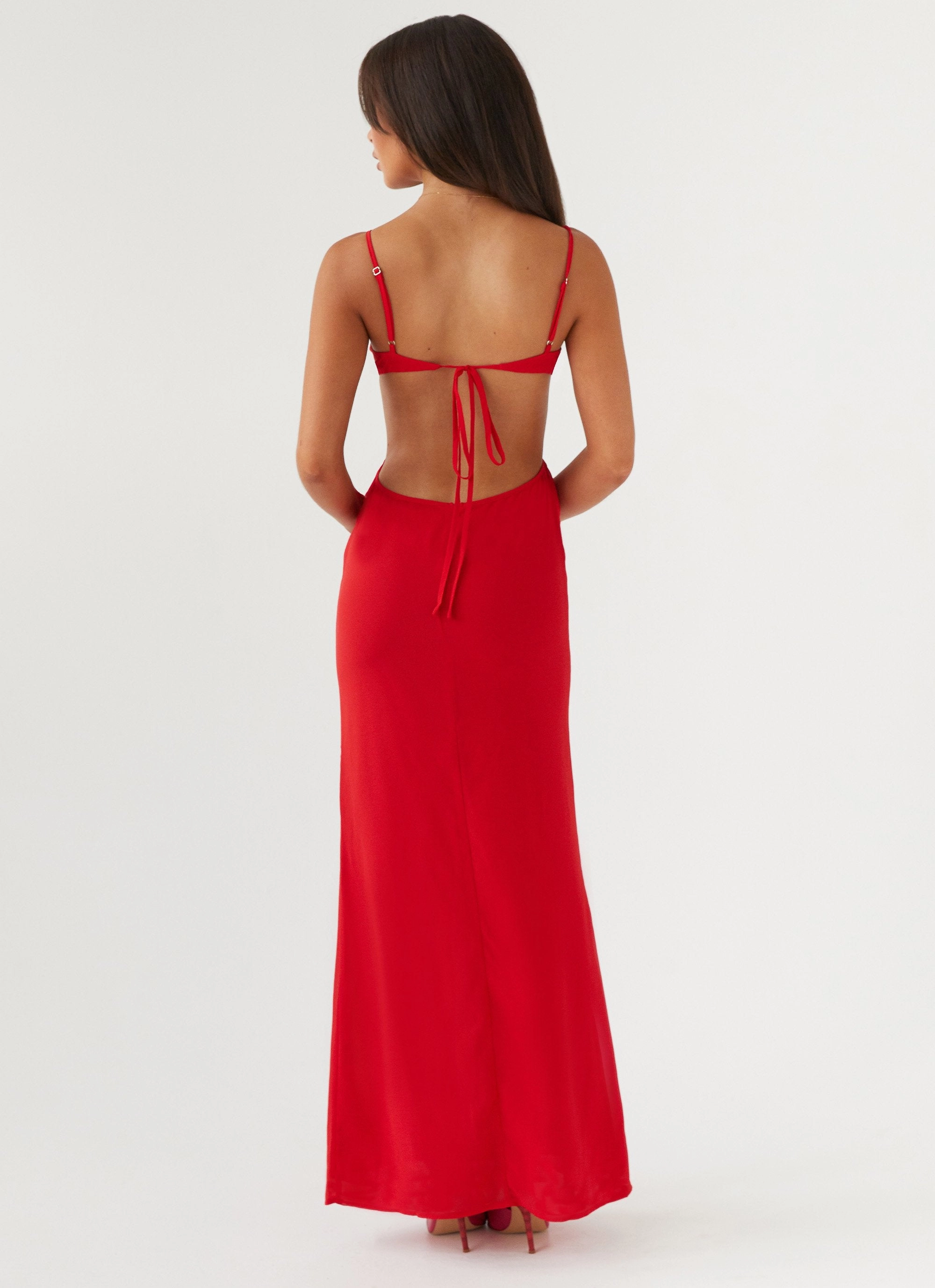 Klara Cut Out Maxi Dress - Red Soft Movement Comfortable Look