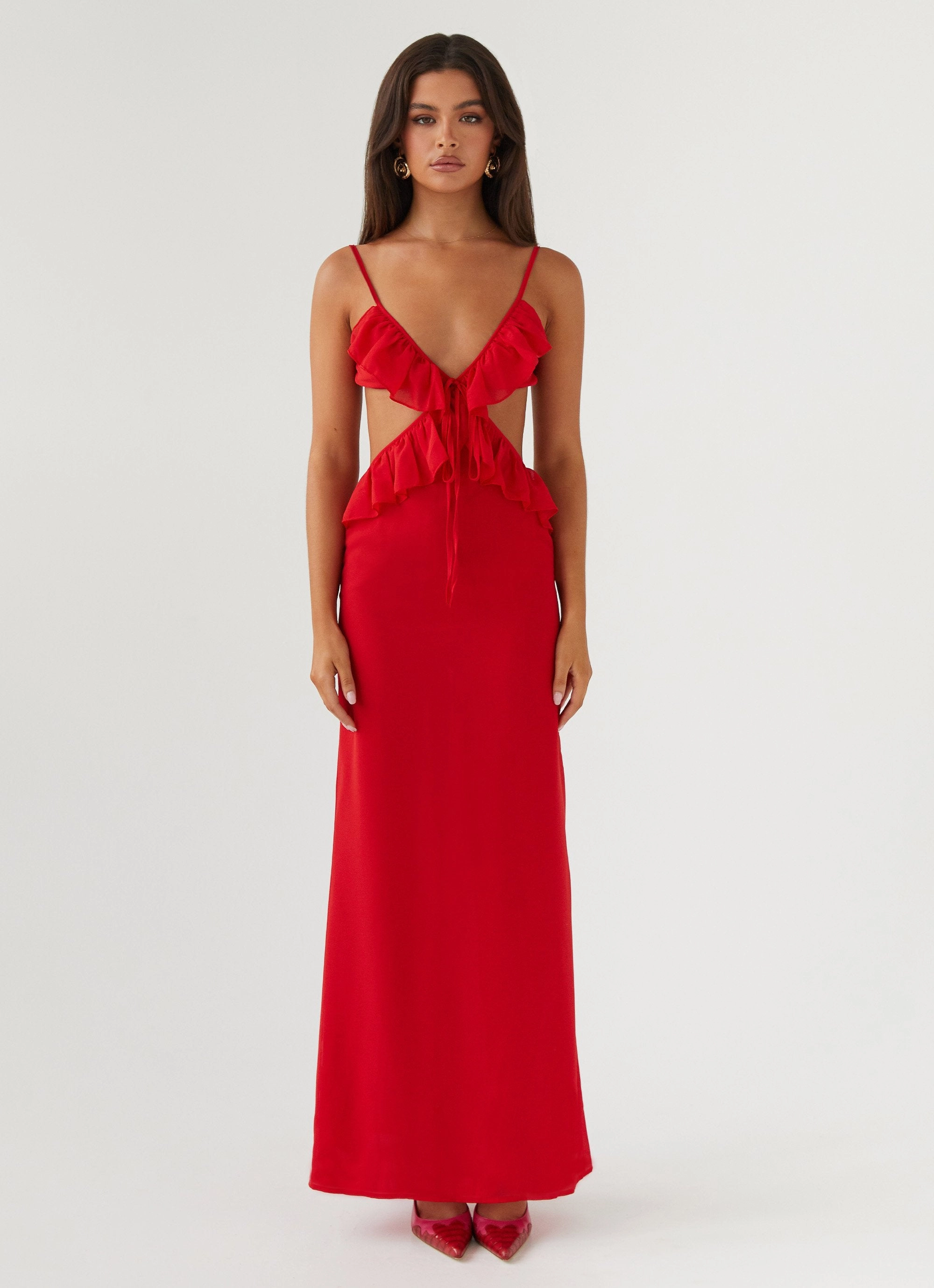 Classic-style Klara Cut Out Maxi Dress - Red