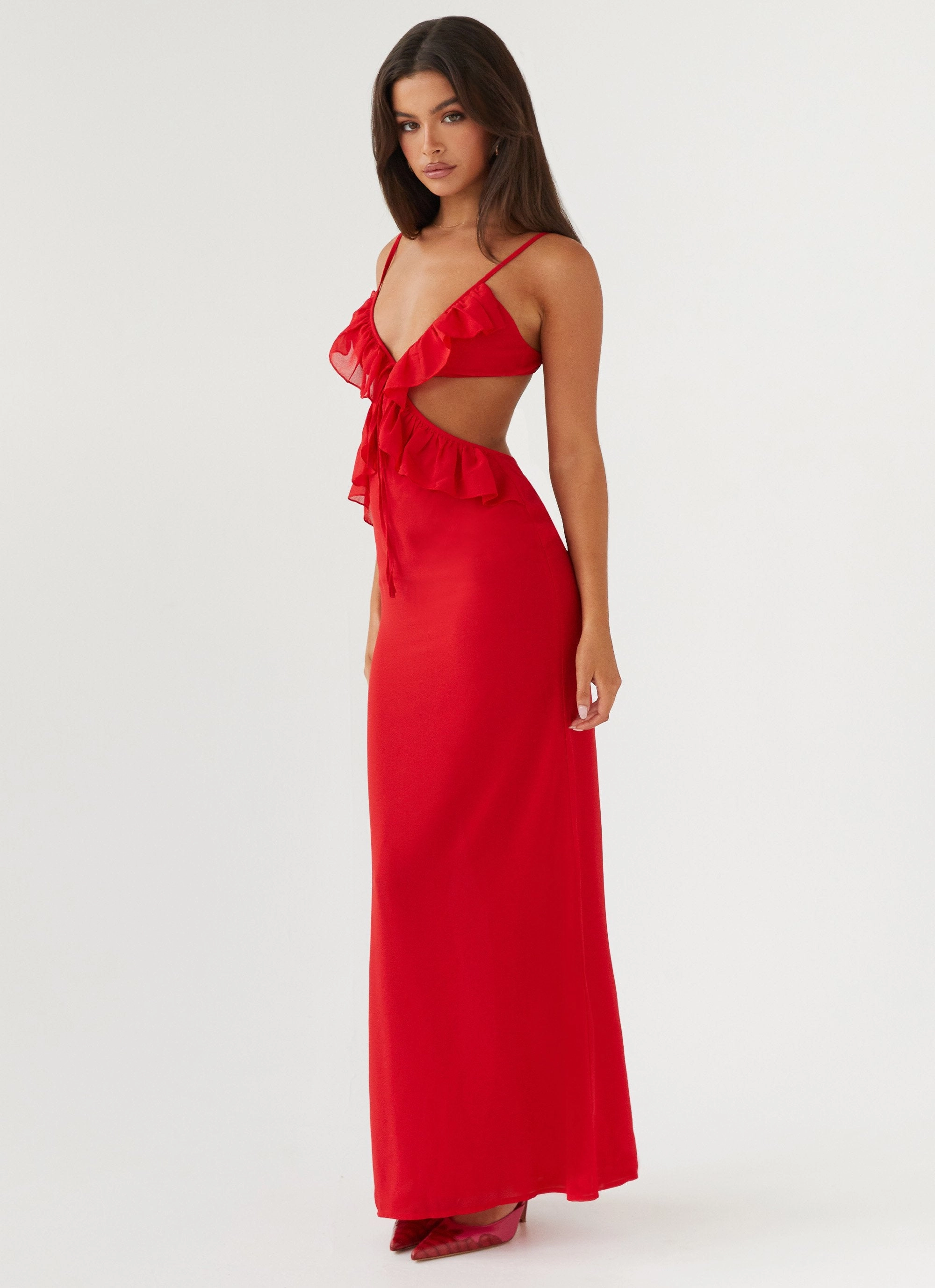 everyday staple Relaxed and Elegant Klara Cut Out Maxi Dress - Red