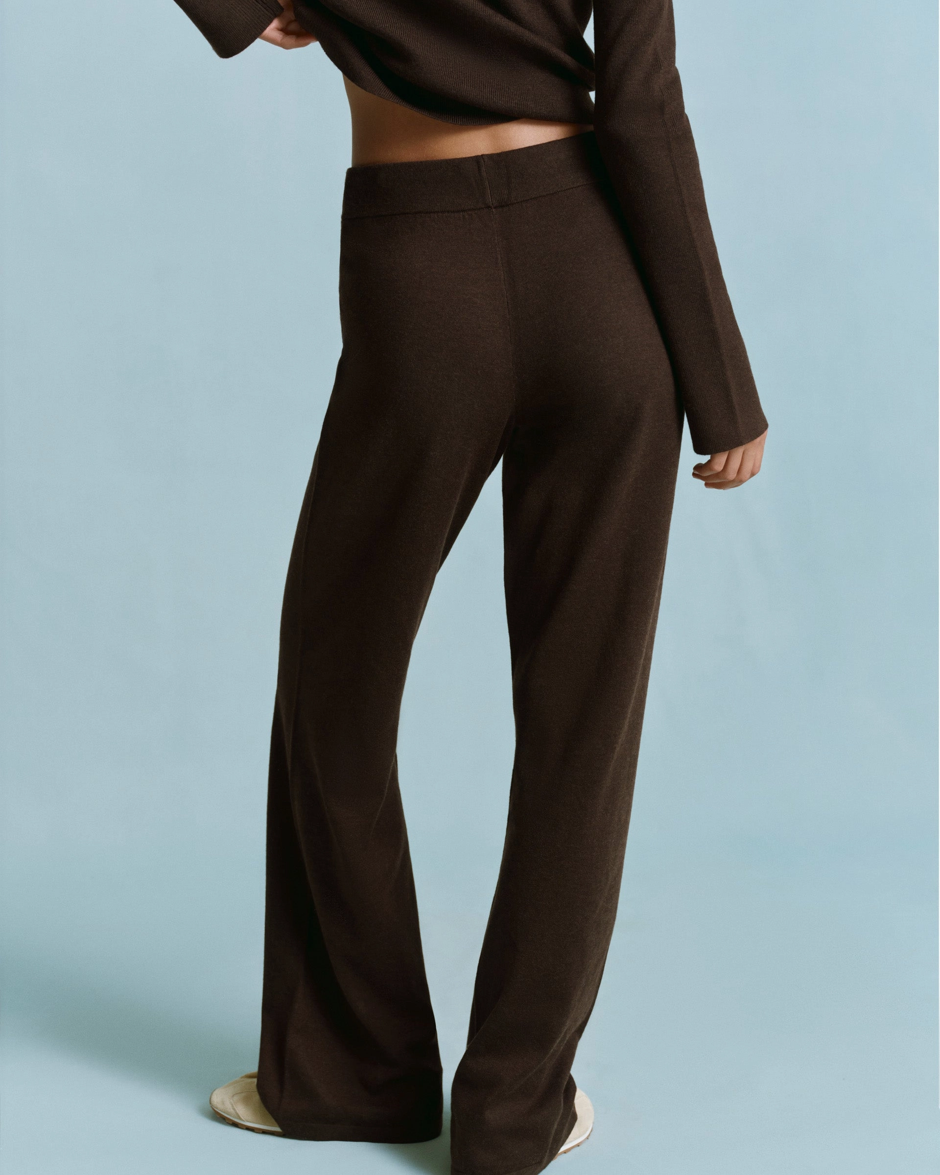 SturdyBeltLoops Knit Straight Leg Trousers - Coffee Bean