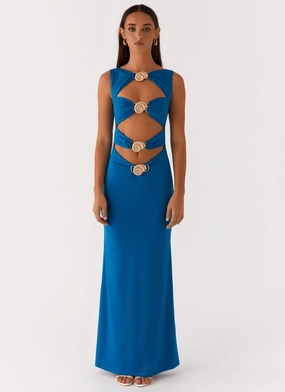 Fashionable Look Lagoon Cut Out Maxi Dress - Royal Blue