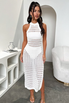 anti slip grip Lannon Midi Dress - White