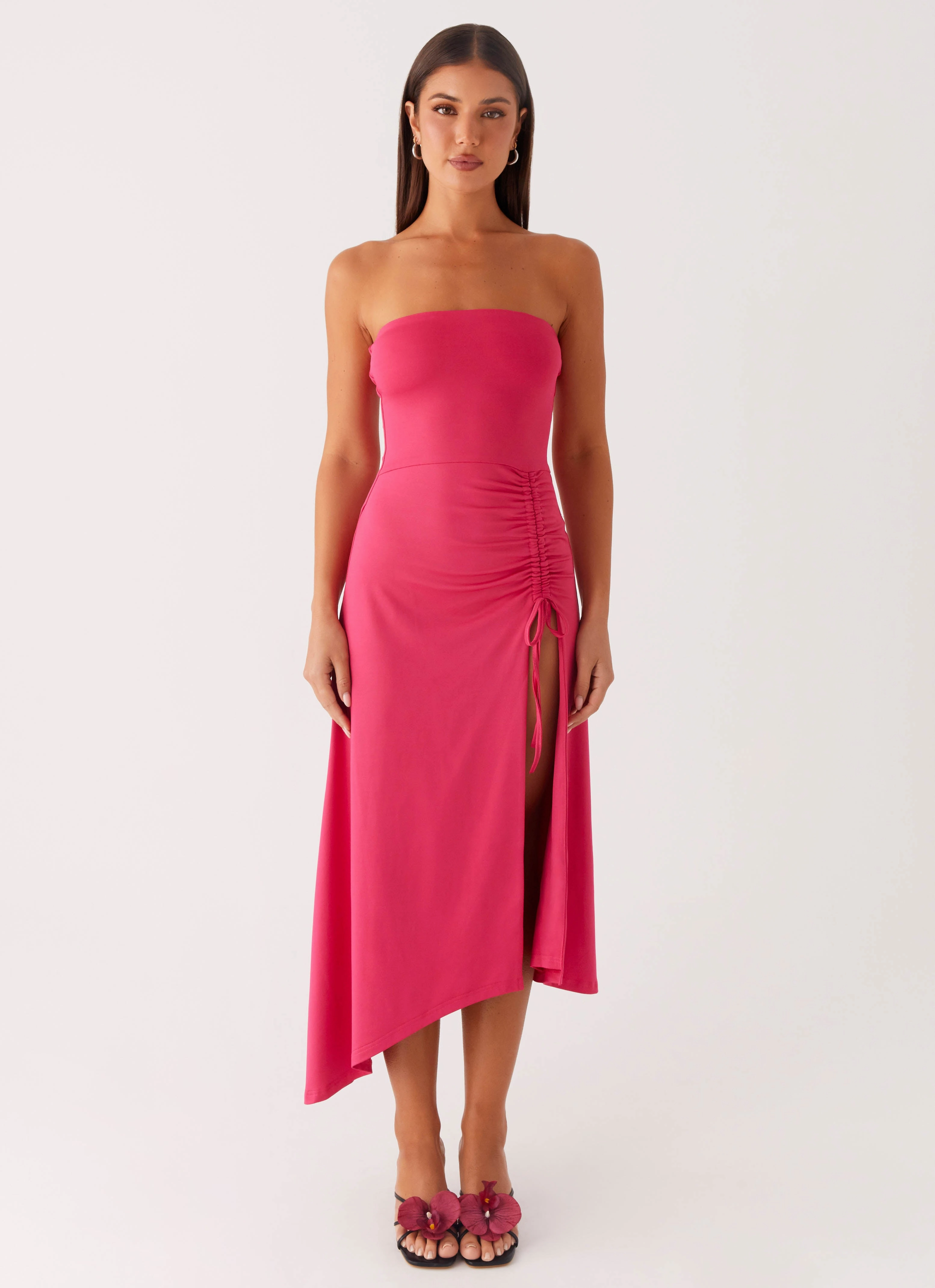 Modern Lines Bold Look Laoise Midi Dress - Hot Pink