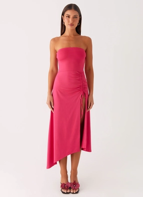 Modern Lines Bold Look Laoise Midi Dress - Hot Pink