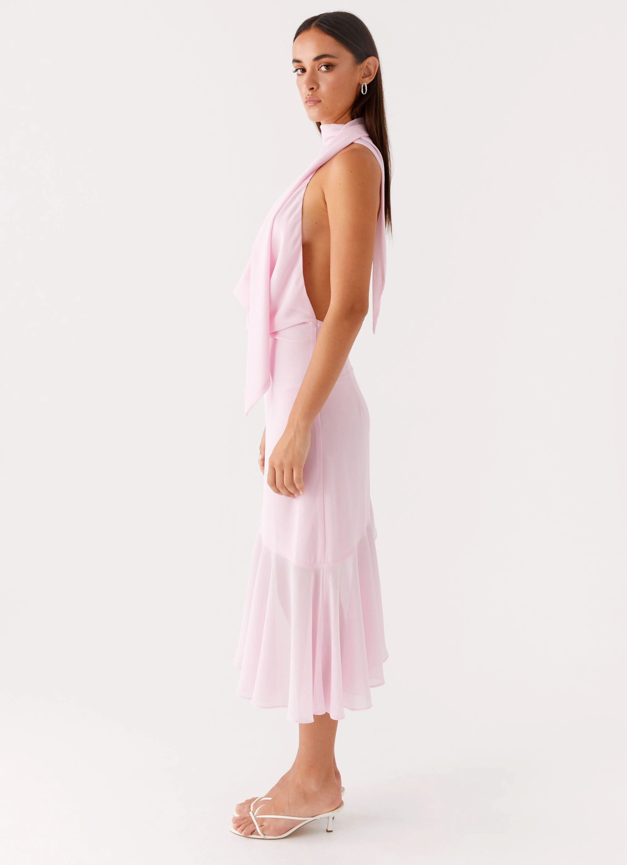 Layna Scarf Midi Dress - Pink Glam Feel Effortless Fit