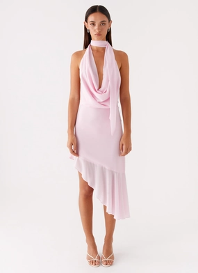 Layna Scarf Midi Dress - Pink Jewel-Tone