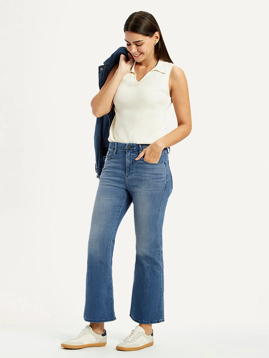 Women's Redloop 726 Blue Flared Fit Mid Rise Jeans All Season Fashion Uniform