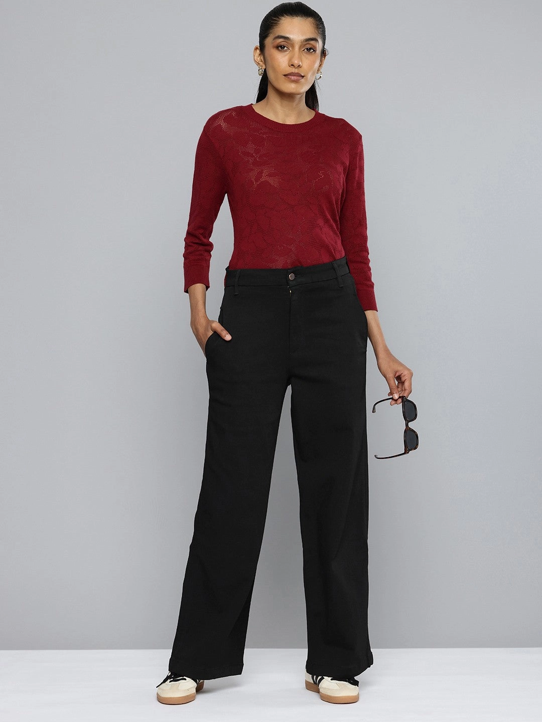 Women's Redloop Black Ribcage Bell Bottom Wide Leg Fit High Rise Jeans Chill Outfit Streetwear Fan Holiday Vibes