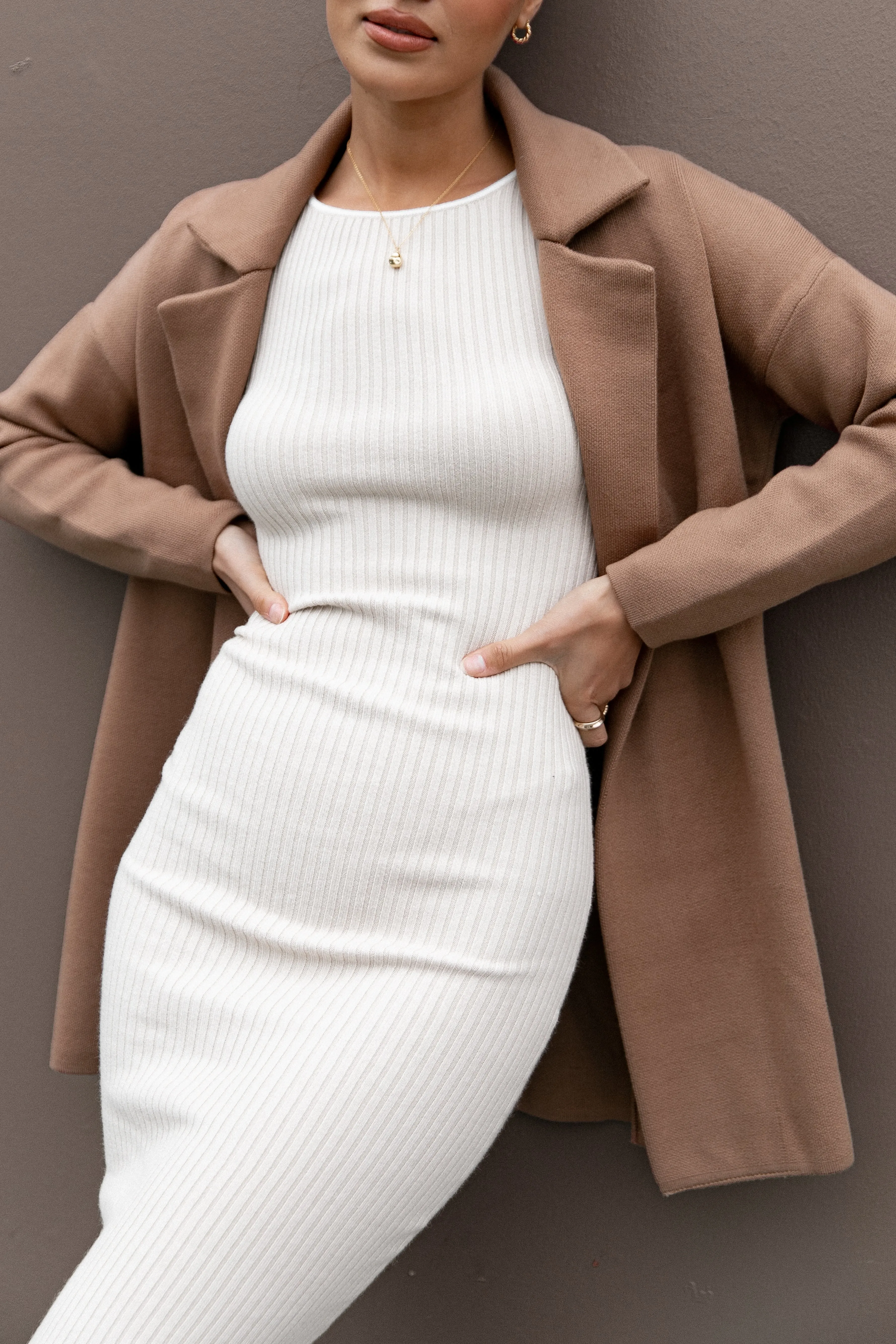 Diagonal Pocket Placement Lenore Coatigan - Brown