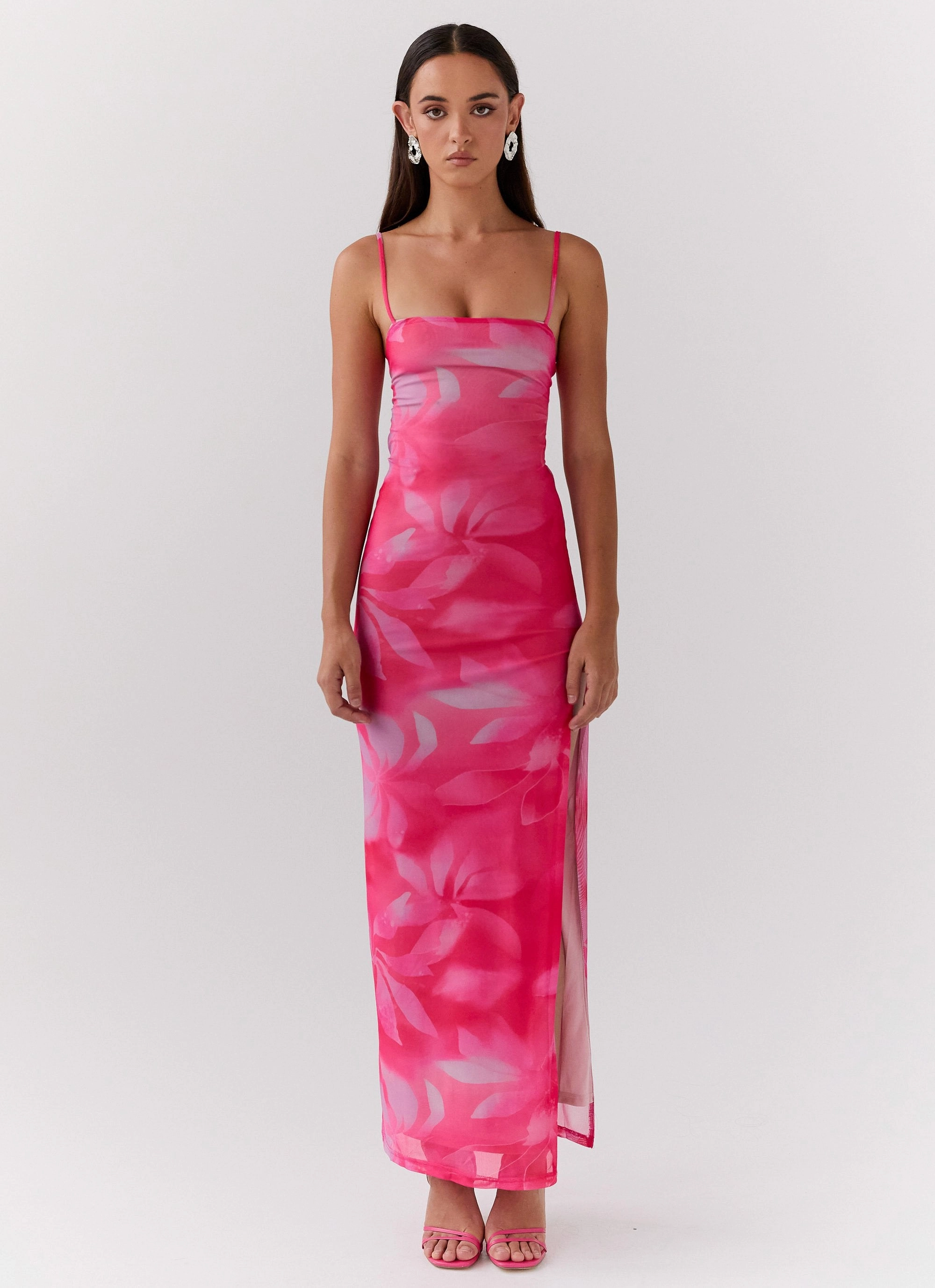 Life In Pink Maxi Dress - Abstract Bloom Calm Lines Body Flow