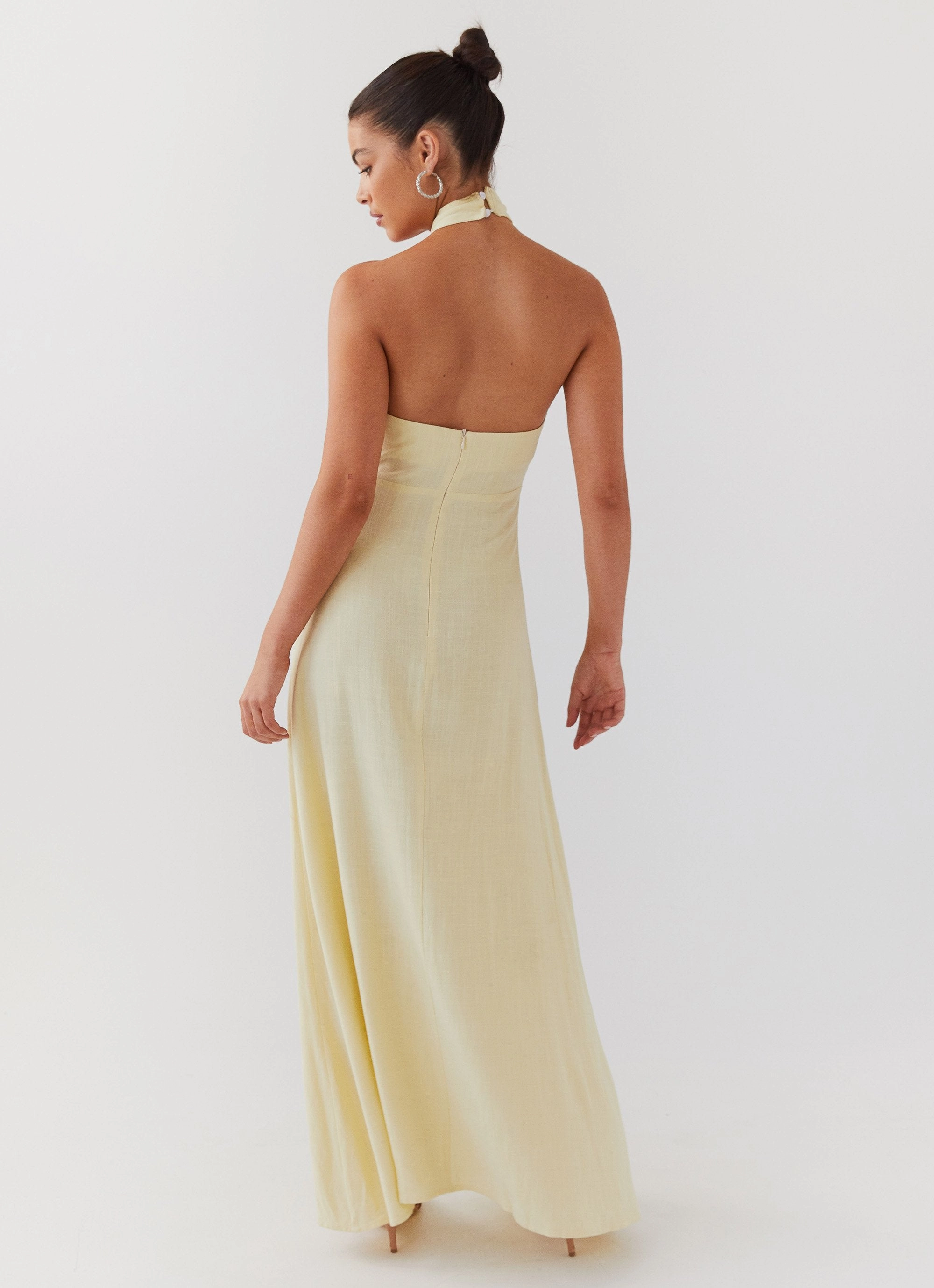 Adrienne Linen Maxi Dress - Lemon Evening Tone Modern-style