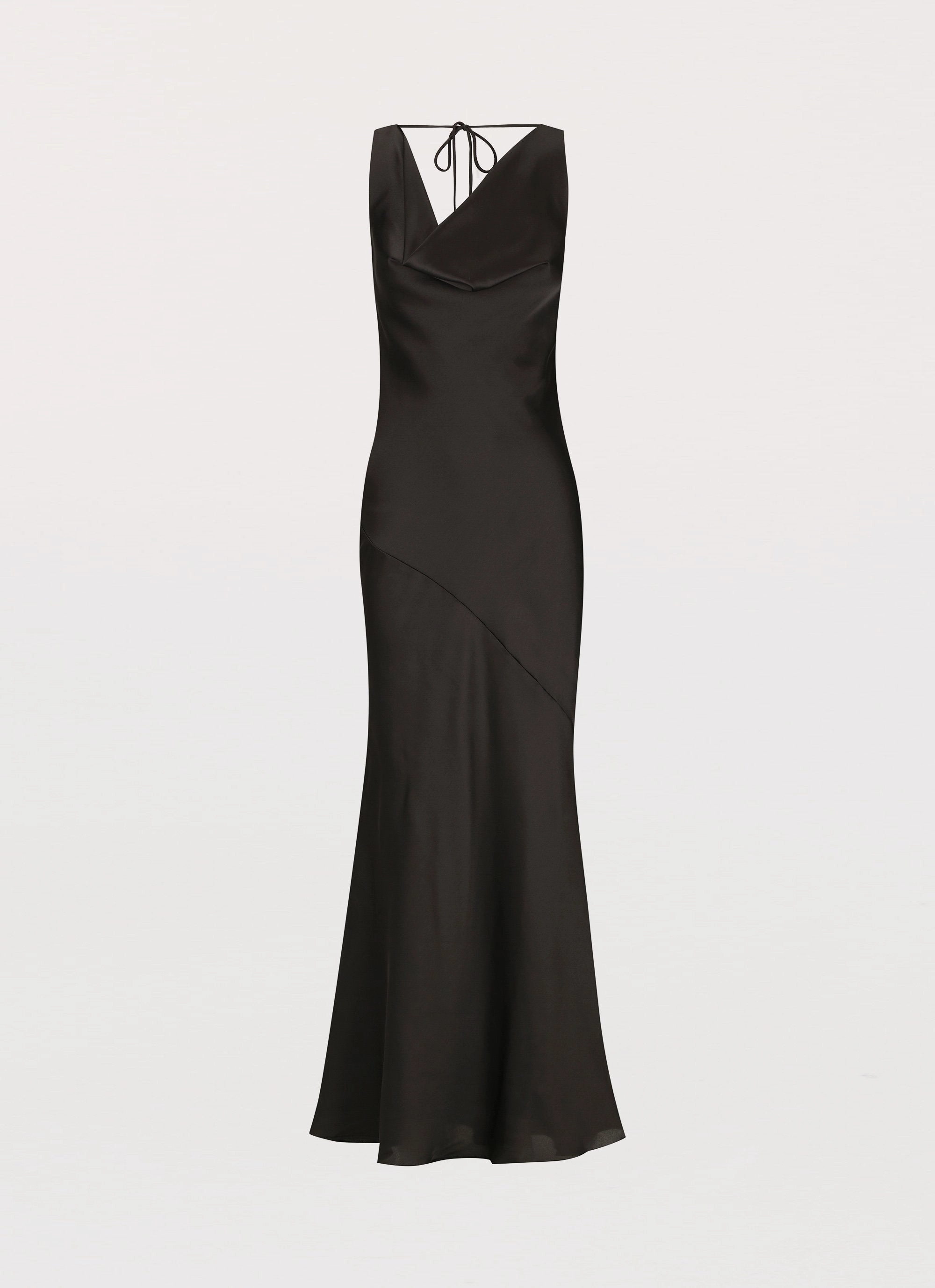 Tonal-Panel Chic Direction Be Mine Satin Maxi Dress - Black