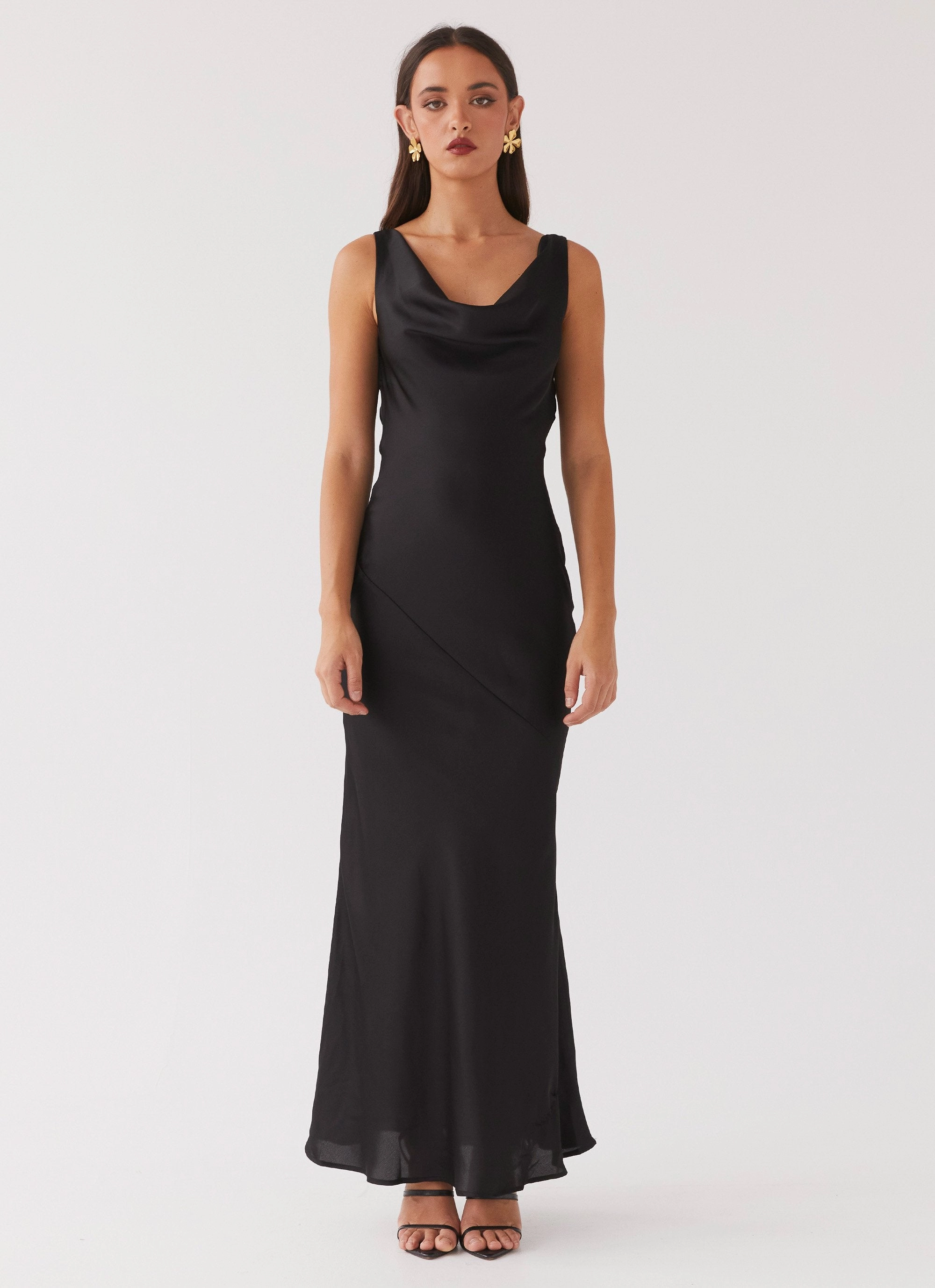 Be Mine Satin Maxi Dress - Black Light and Breezy