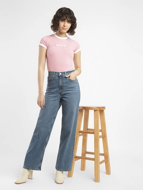 Women's Blue Loose Fit High Rise Jeans Quick Matchup Premium Denim