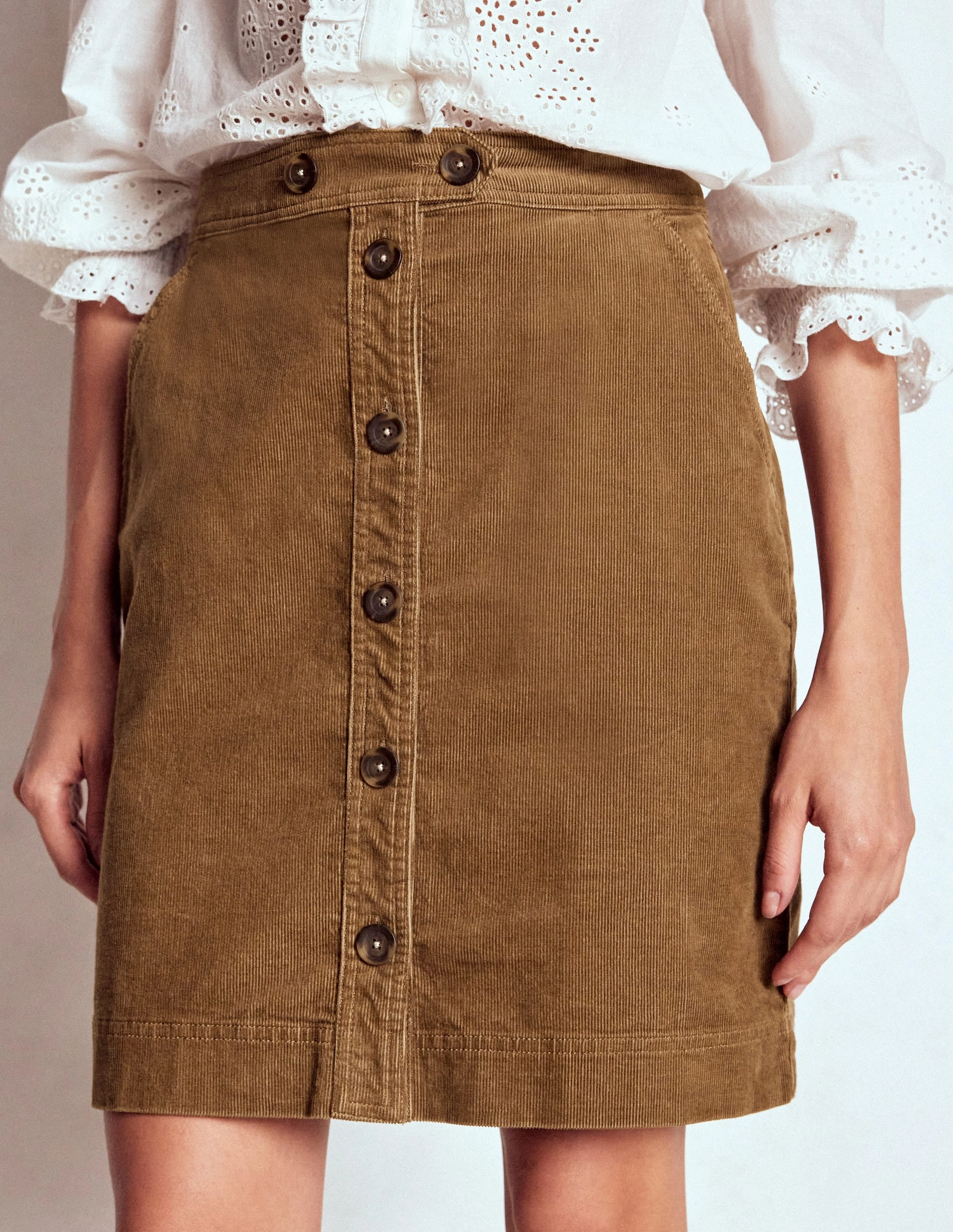 Cecelia Cord Skirt-Latte Hemp Blend