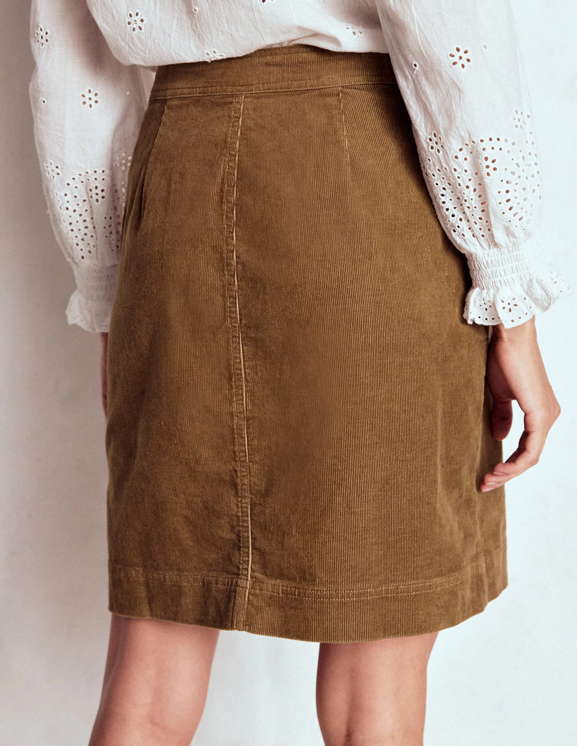 Cecelia Cord Skirt-Latte Soft Lines Artisan Print