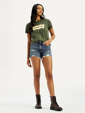 Body Contouring Women's Mid Indigo Wedgie Fit Mid Rise Shorts