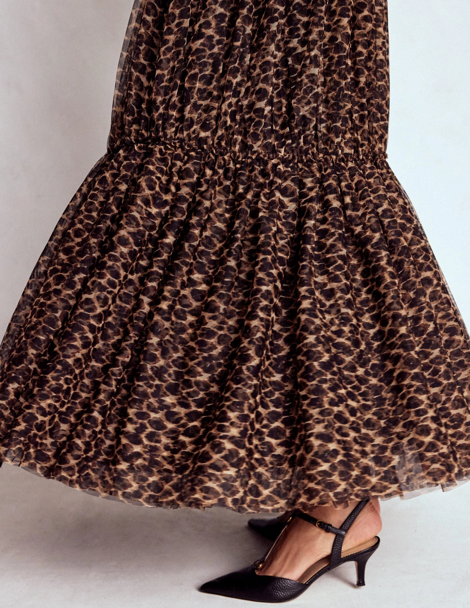 Couture Inspired Anna Tulle Midi Skirt-Leopard