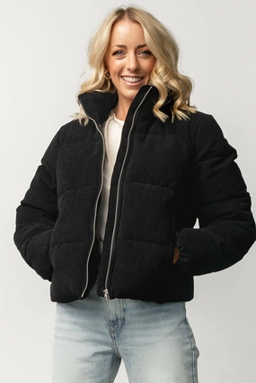 Casual Staple Adaptive Tension Bands Holden Corduroy Puffer Jacket | Black