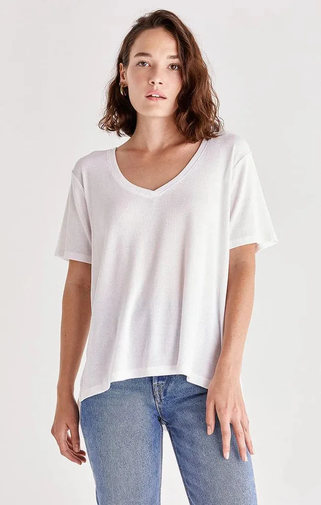 Skin Friendly Lining Lila Rib V-Neck Tee Daily Comfort